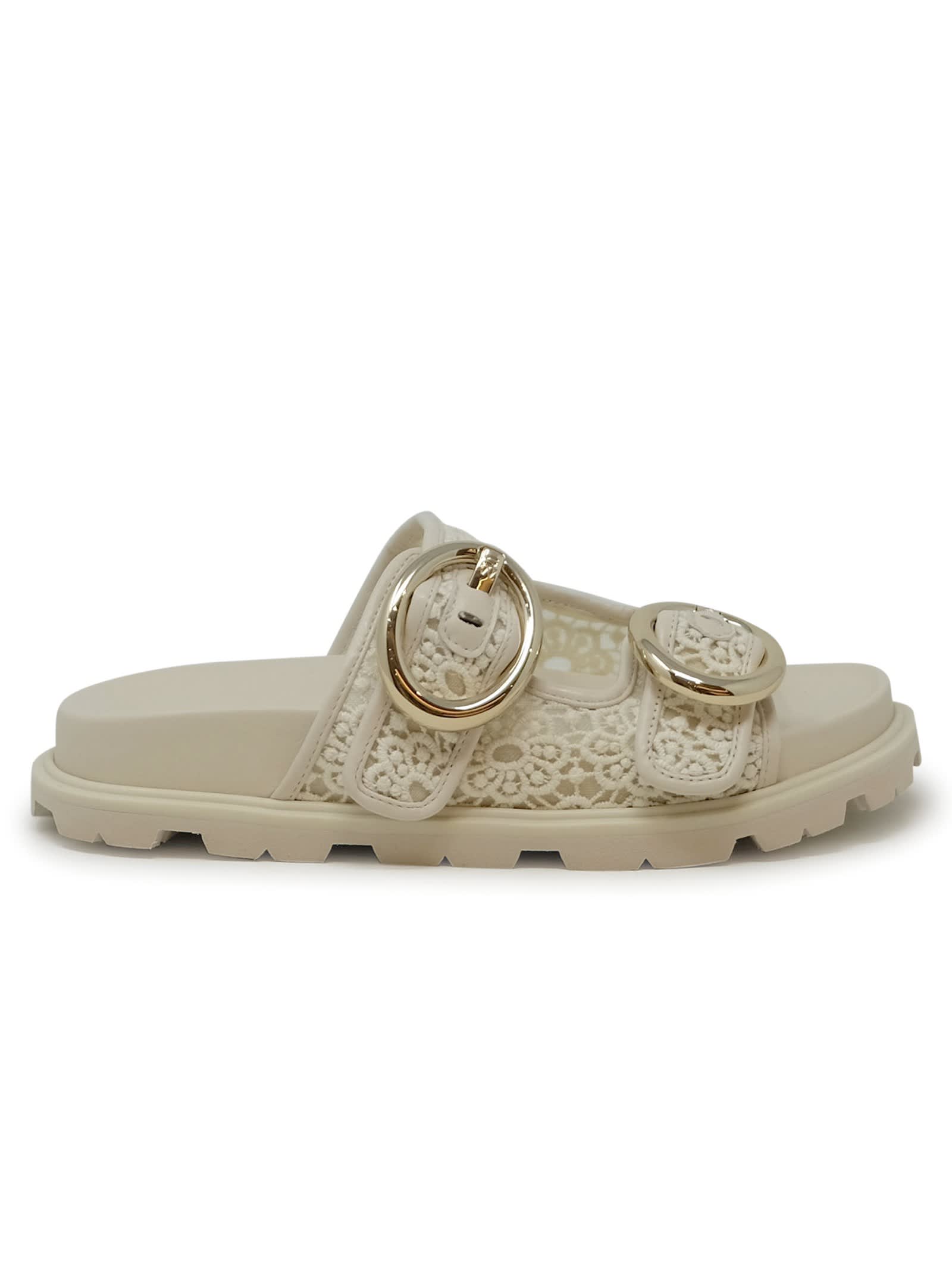 Sk758 Ivory Lace Benni Sport Slide Sandals