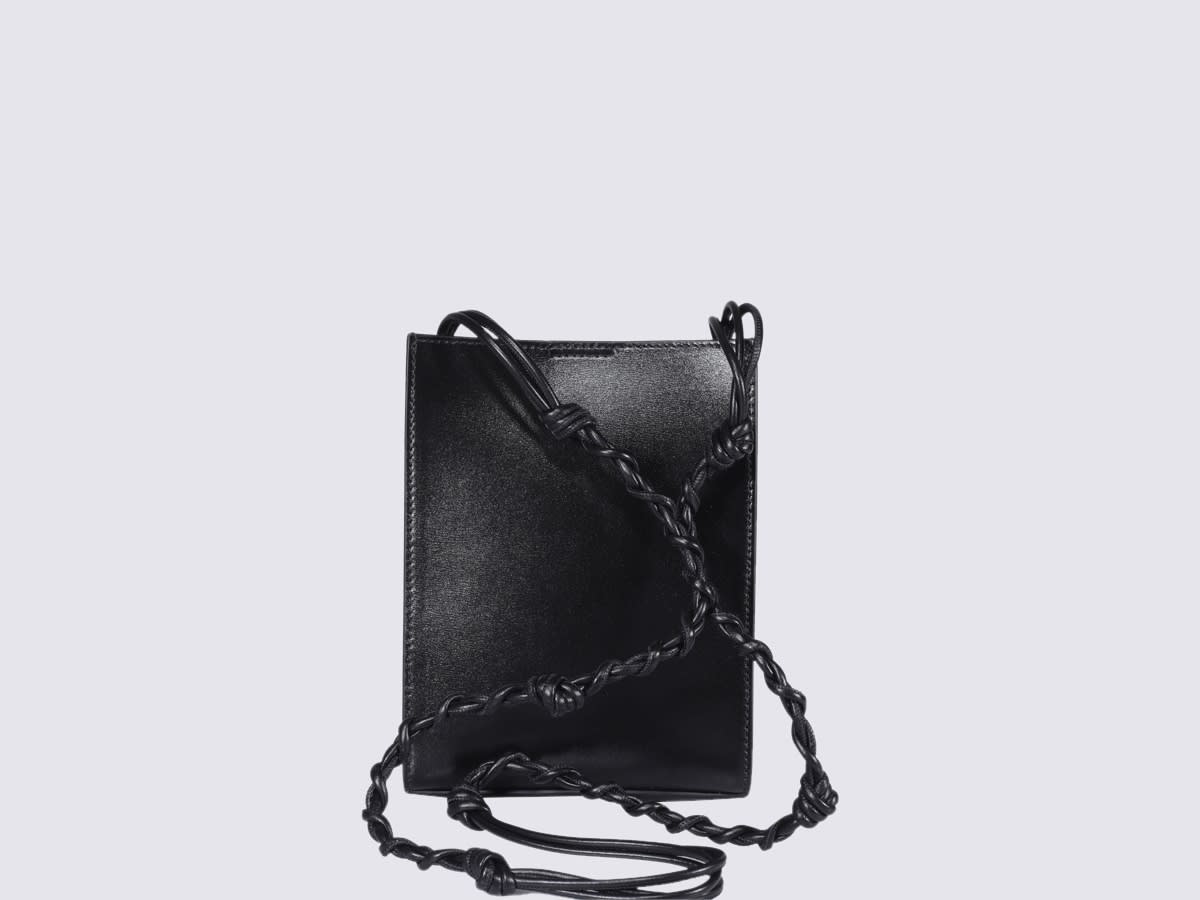Shop Jil Sander Black Leather Tangle Shoulder Bag