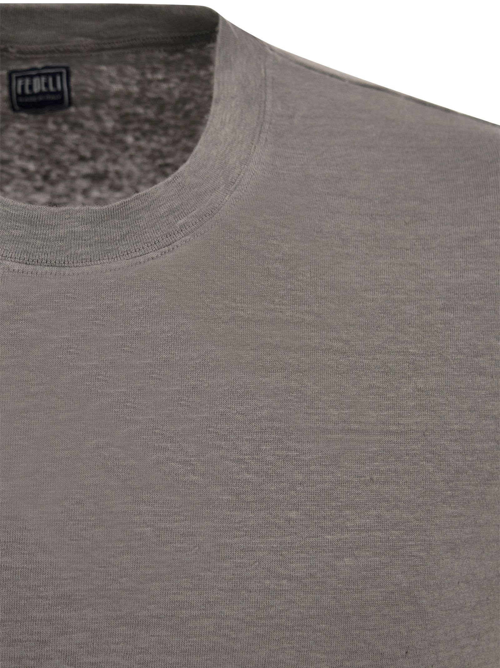 Shop Fedeli Exreme - Linen Flex T-shirt In Smoke