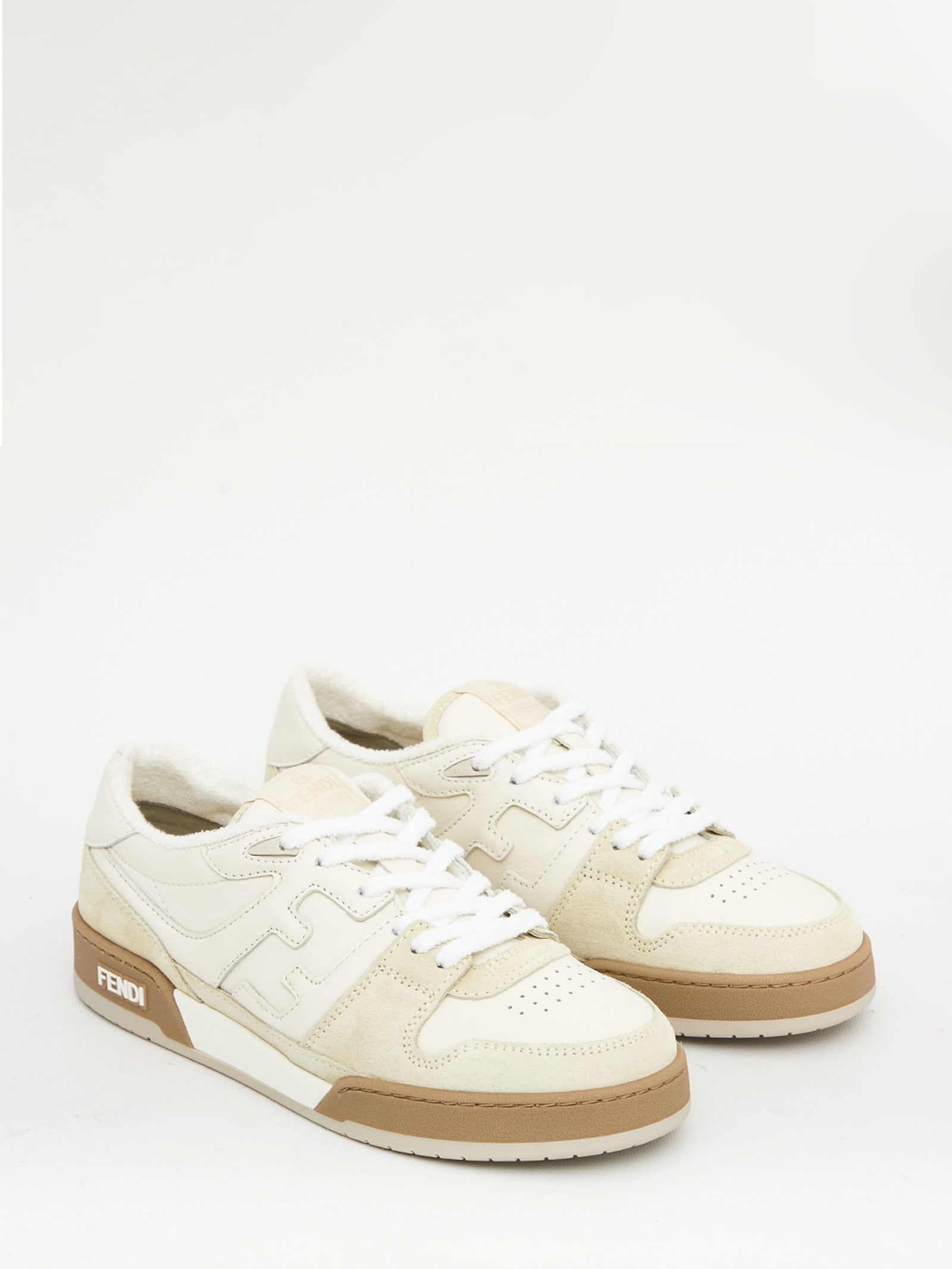 Shop Fendi Match Sneakers In White