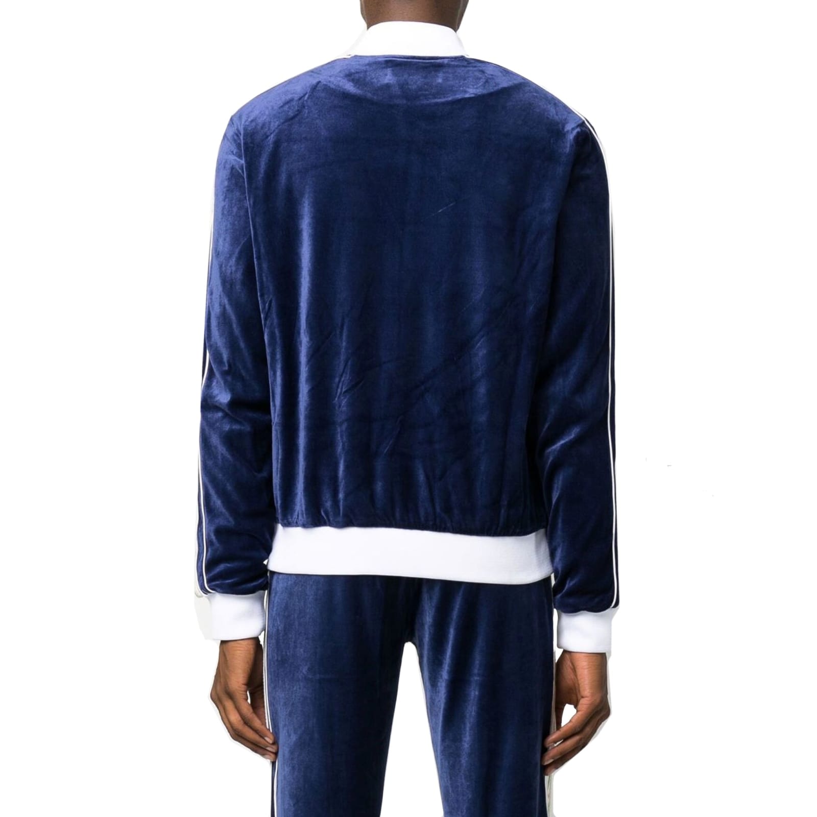Shop Casablanca Velvet Zip-up Sweatshirt In Blue