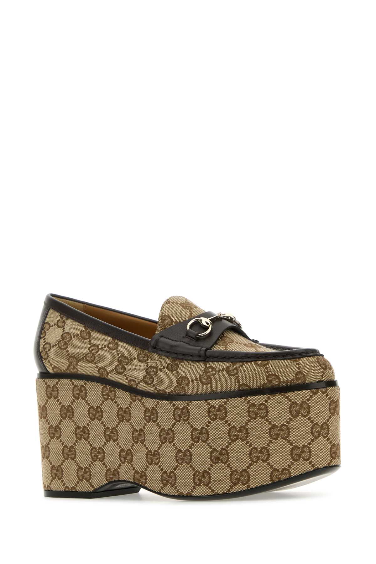 Shop Gucci Original Gg Fabric Loafers In Beigeebonycocoa