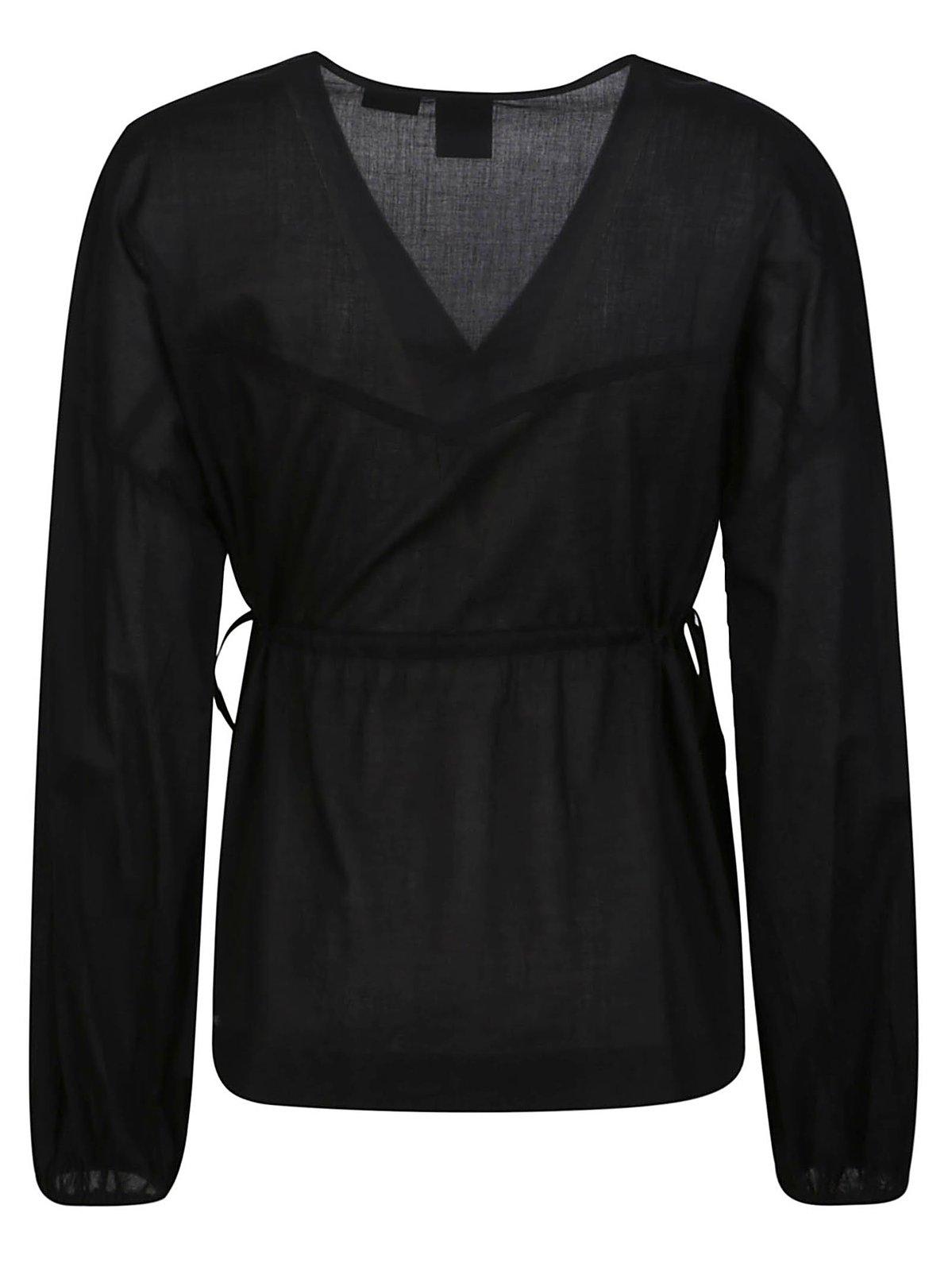 Shop Pinko V-neck Embellishment Blouse In Black
