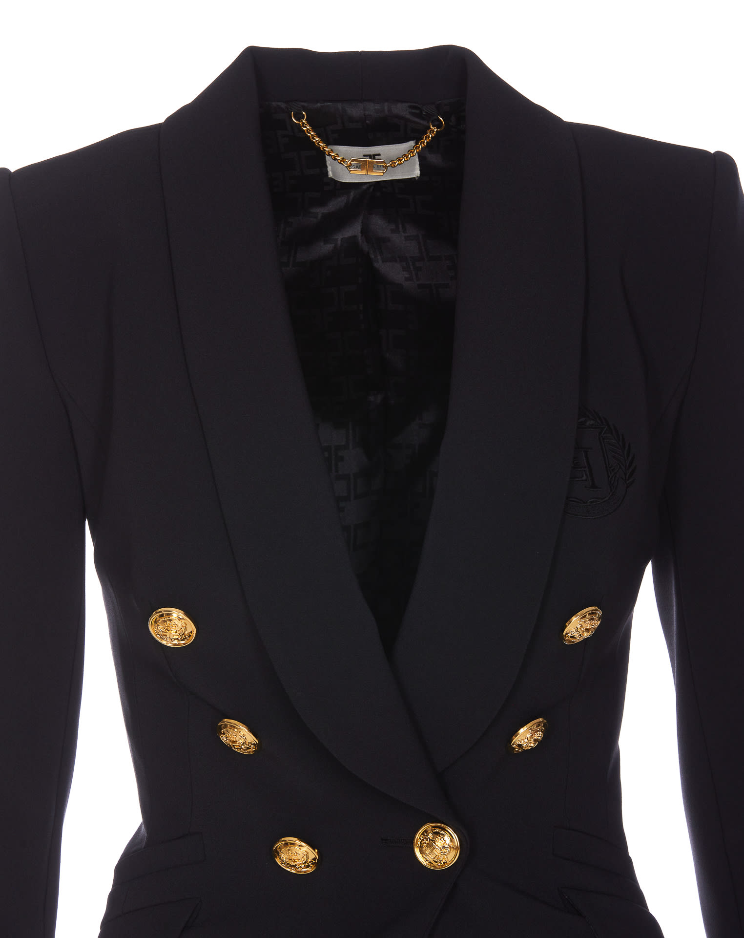 Shop Elisabetta Franchi Double Breasted Blazer In Black