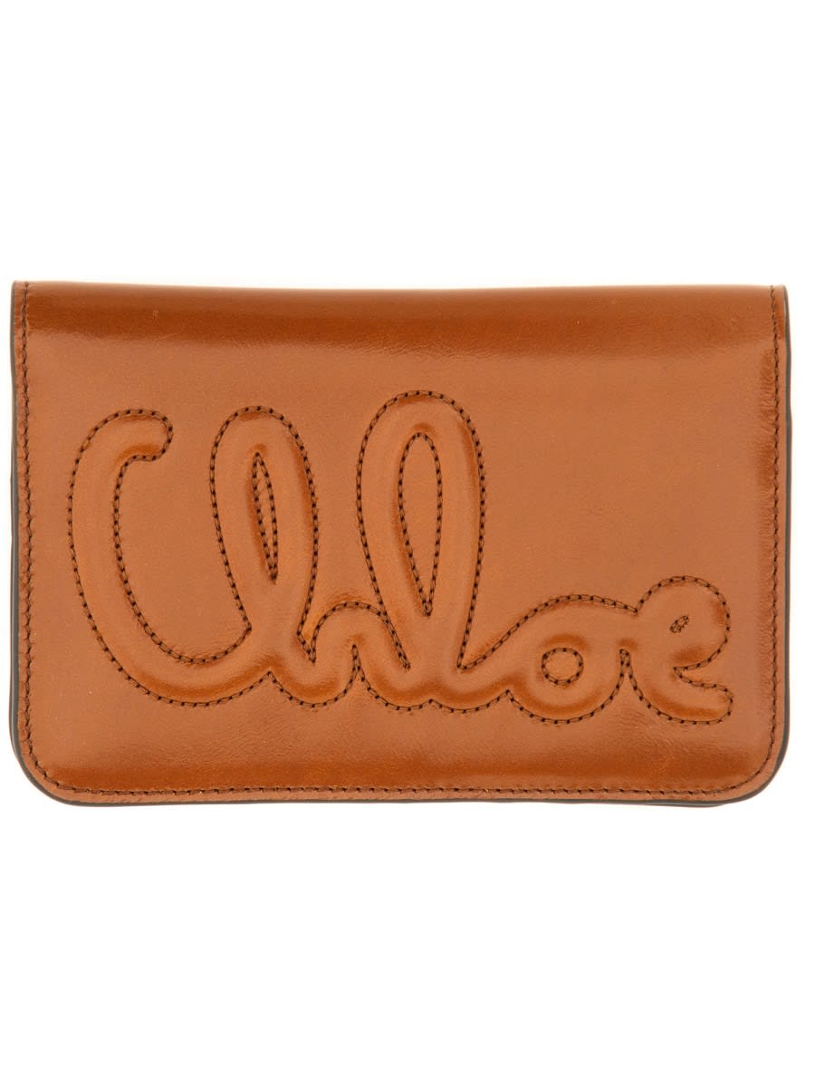 Shop Chloé Wallet With Logo In Buff