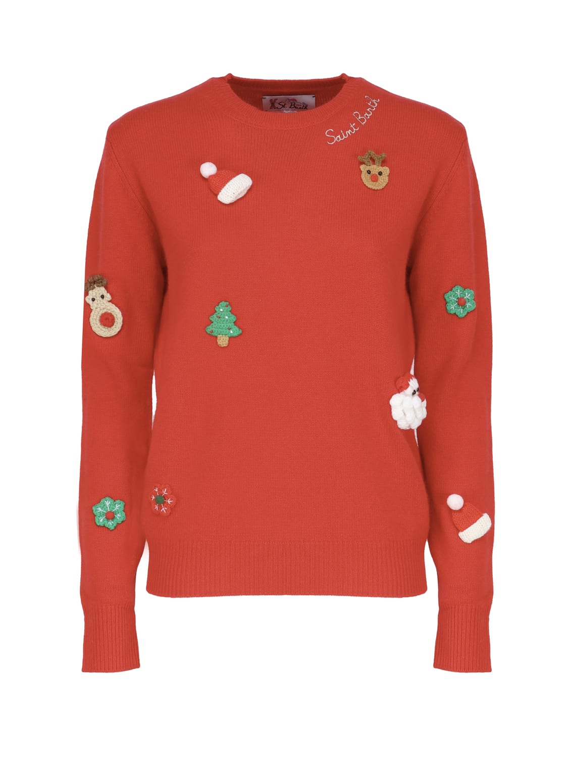Mc2 Saint Barth Wool Blend Christmas Sweater In Red