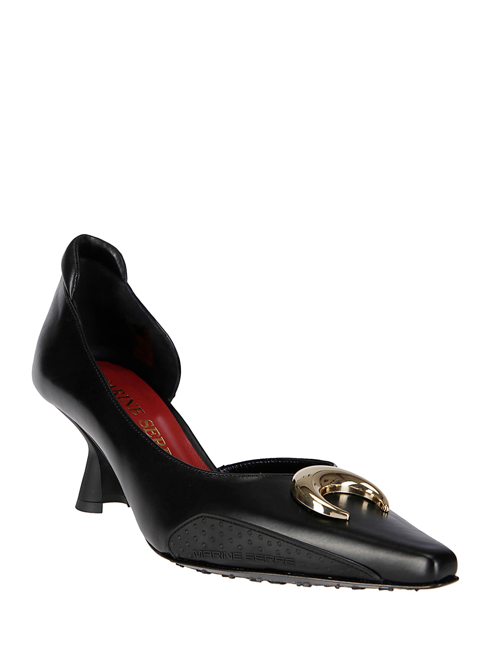 Marine Serre Black Slip-on Shoe With Gold Logo Plaque