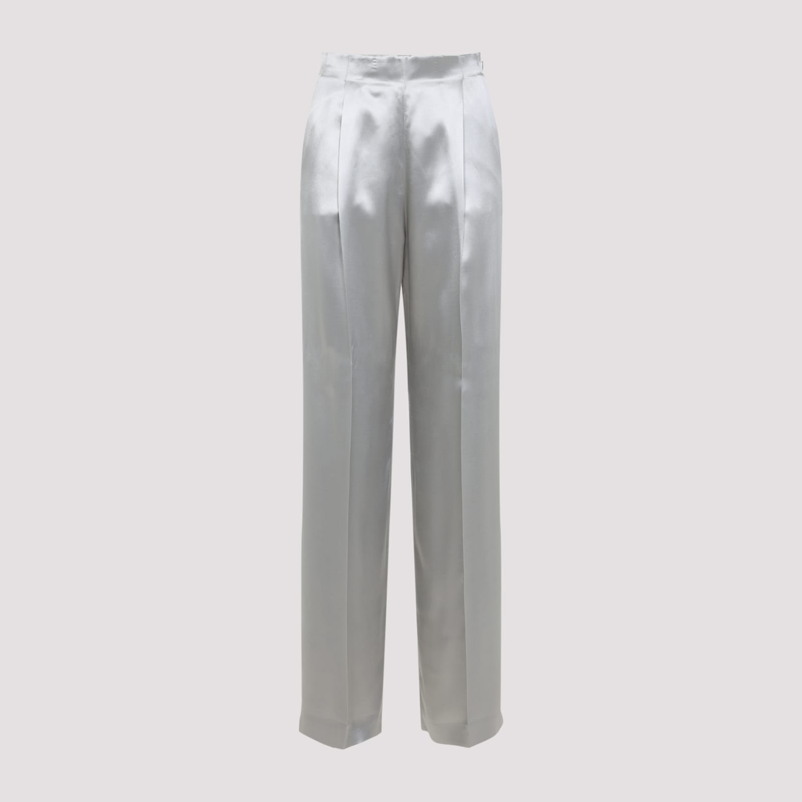 Alberta Ferretti High-waisted Silver Trousers With Tailored Fit In Gray