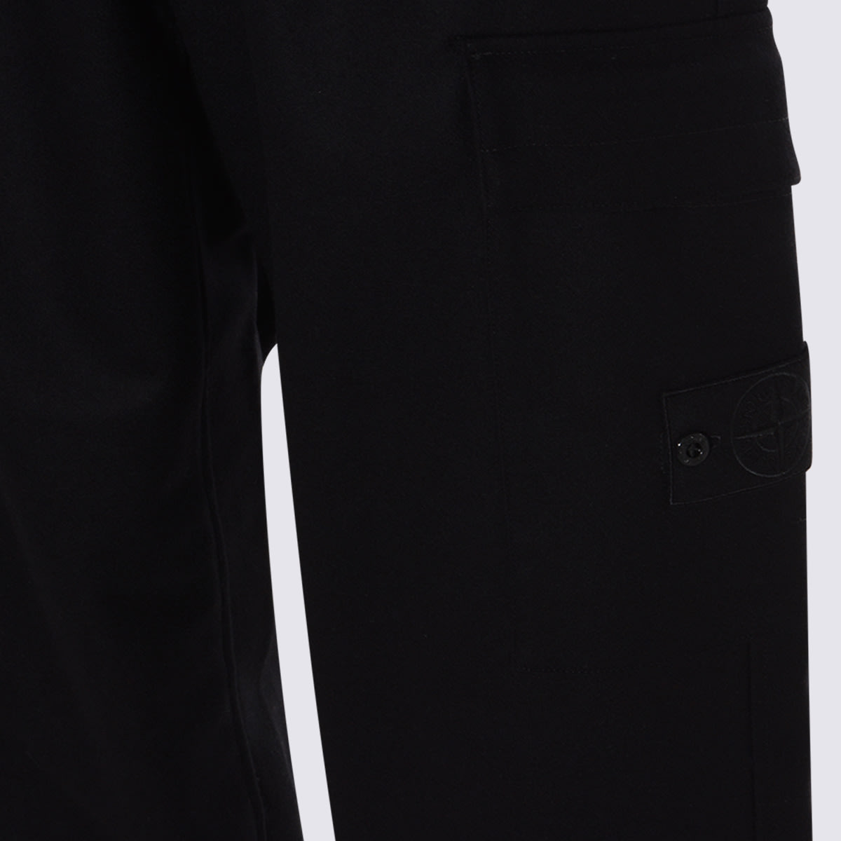 Stone Island Loose-fit Cargo Trousers With Elasticated Zipped Cuffs In Black