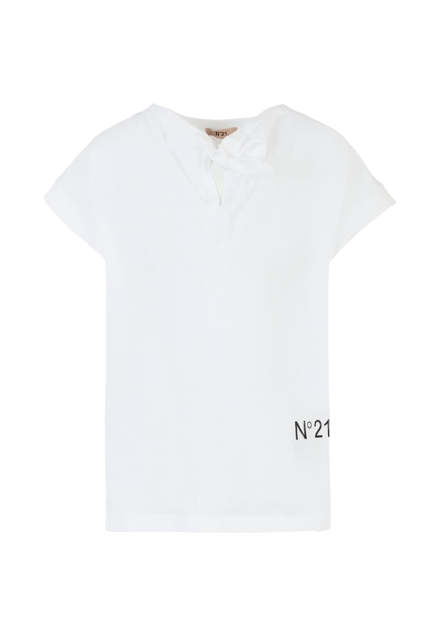 N°21 Kids' White T-shirt For Girl With Logo