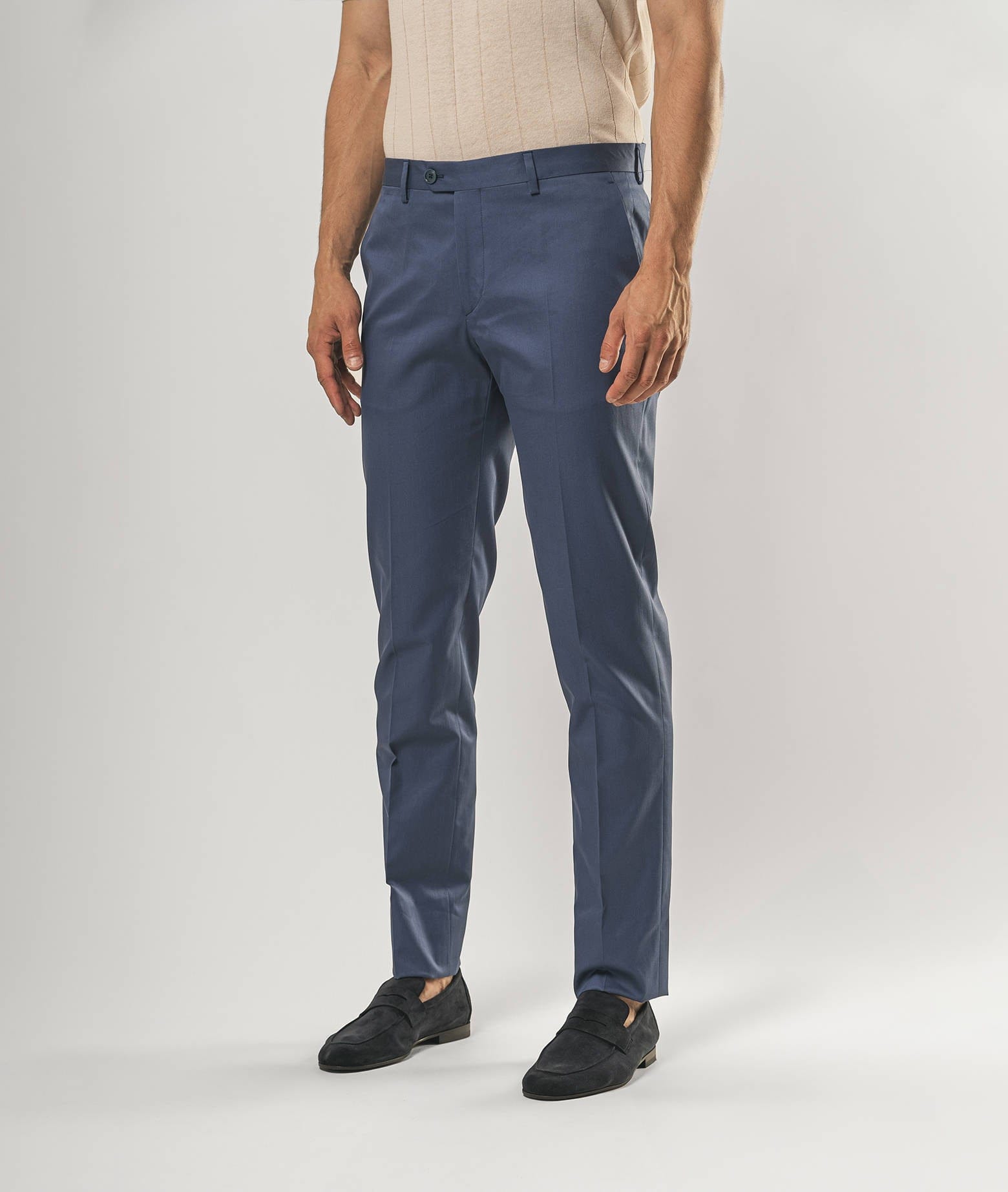 Larusmiani Velvet Trousers Howard Pants In Blue