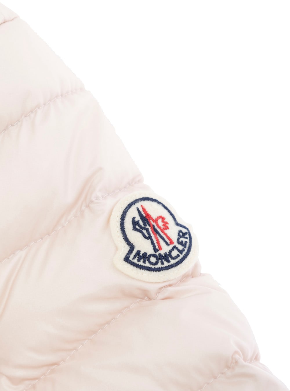 Moncler Ige Pink Down Jacket With Logo Patch Applied On The Sleeve In Tech Fabric Girl In Gold
