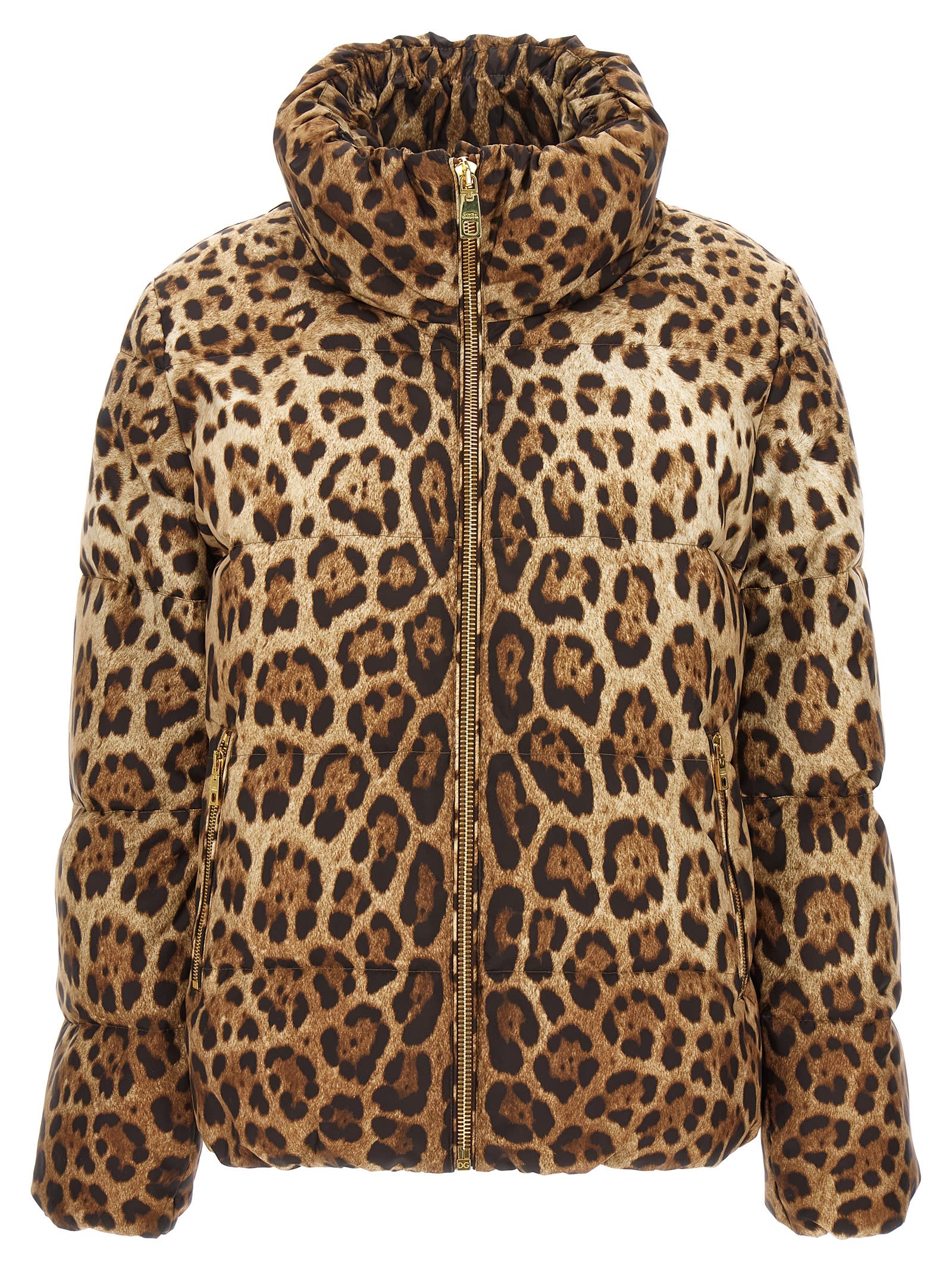 Shop Dolce & Gabbana Animalier Down Jacket In M