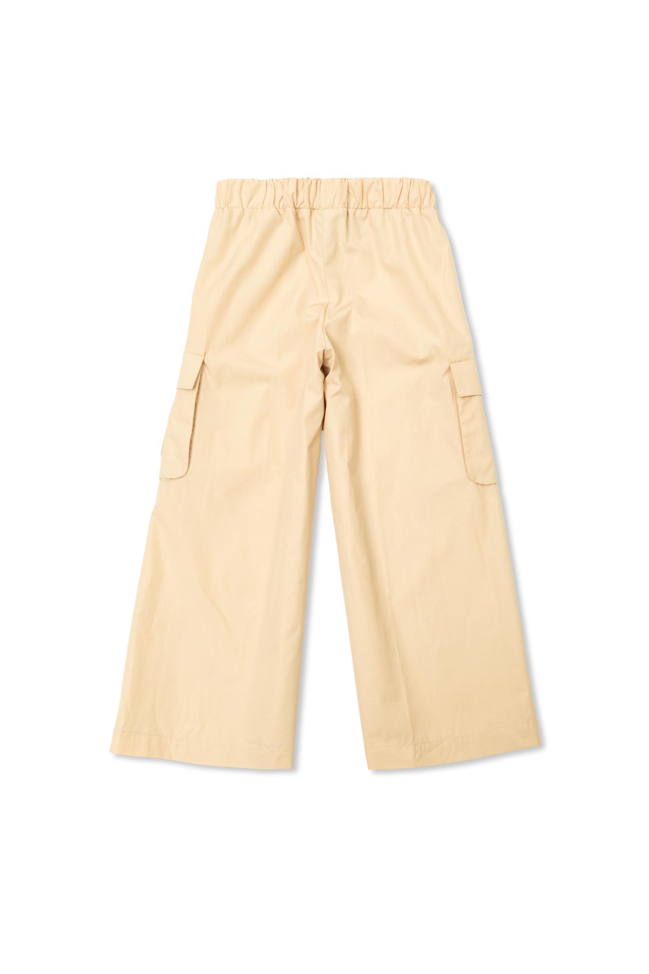 Fendi Brand-appliqué Wide-leg Cotton Cargo Trousers 8-12 Years Linen In Rosa