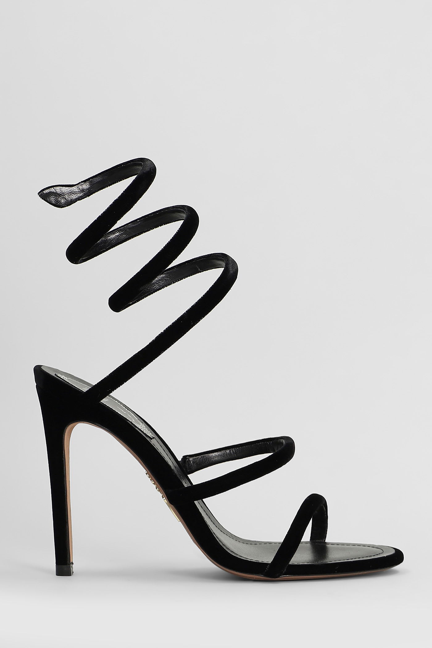René Caovilla Cleo Sandals In Black Velvet