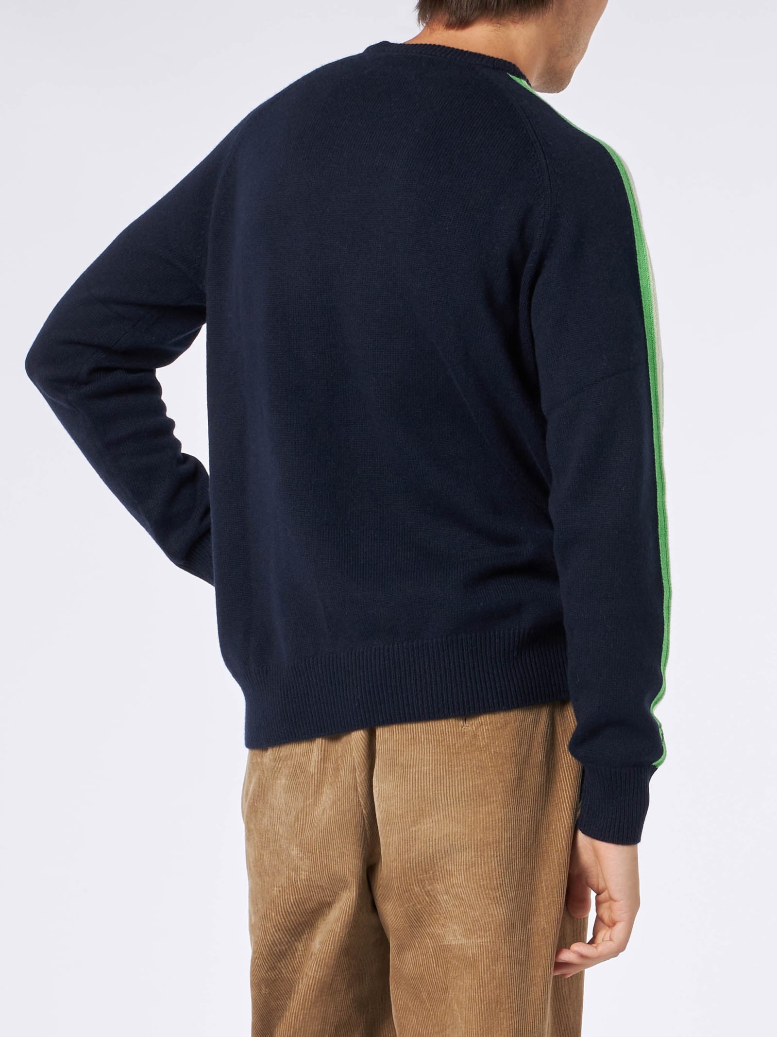 Mc2 Saint Barth Man Crewneck Sweater With Bart Simpson Jacquard Print The Simpsons Special Edition In Blue