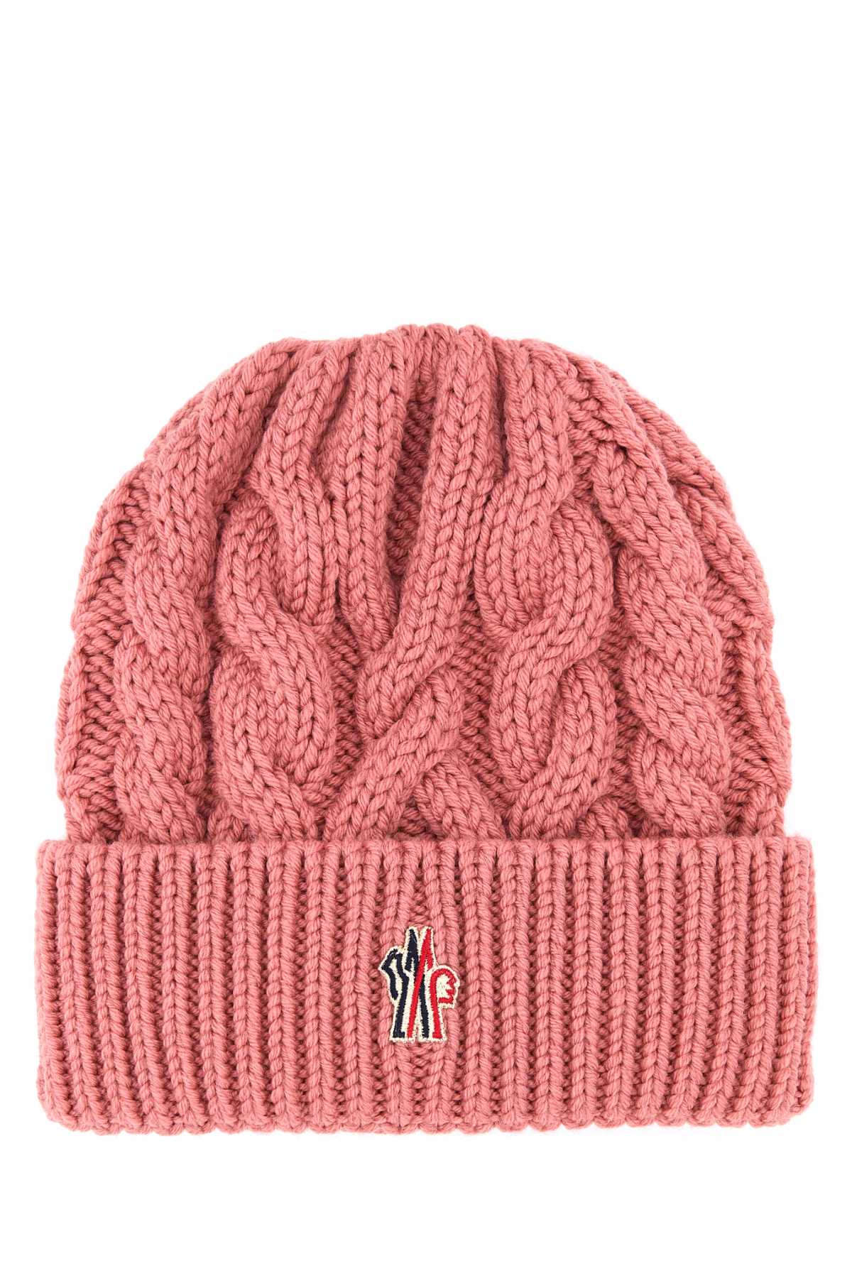 Shop Moncler Dark Pink Wool Beanie Hat In 53k