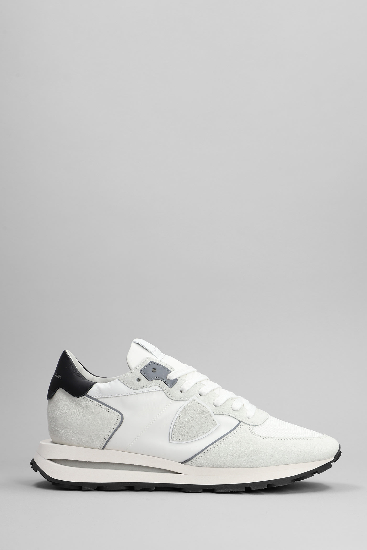 Shop Philippe Model Tropez Haute Low Sneakers In White Suede And Fabric