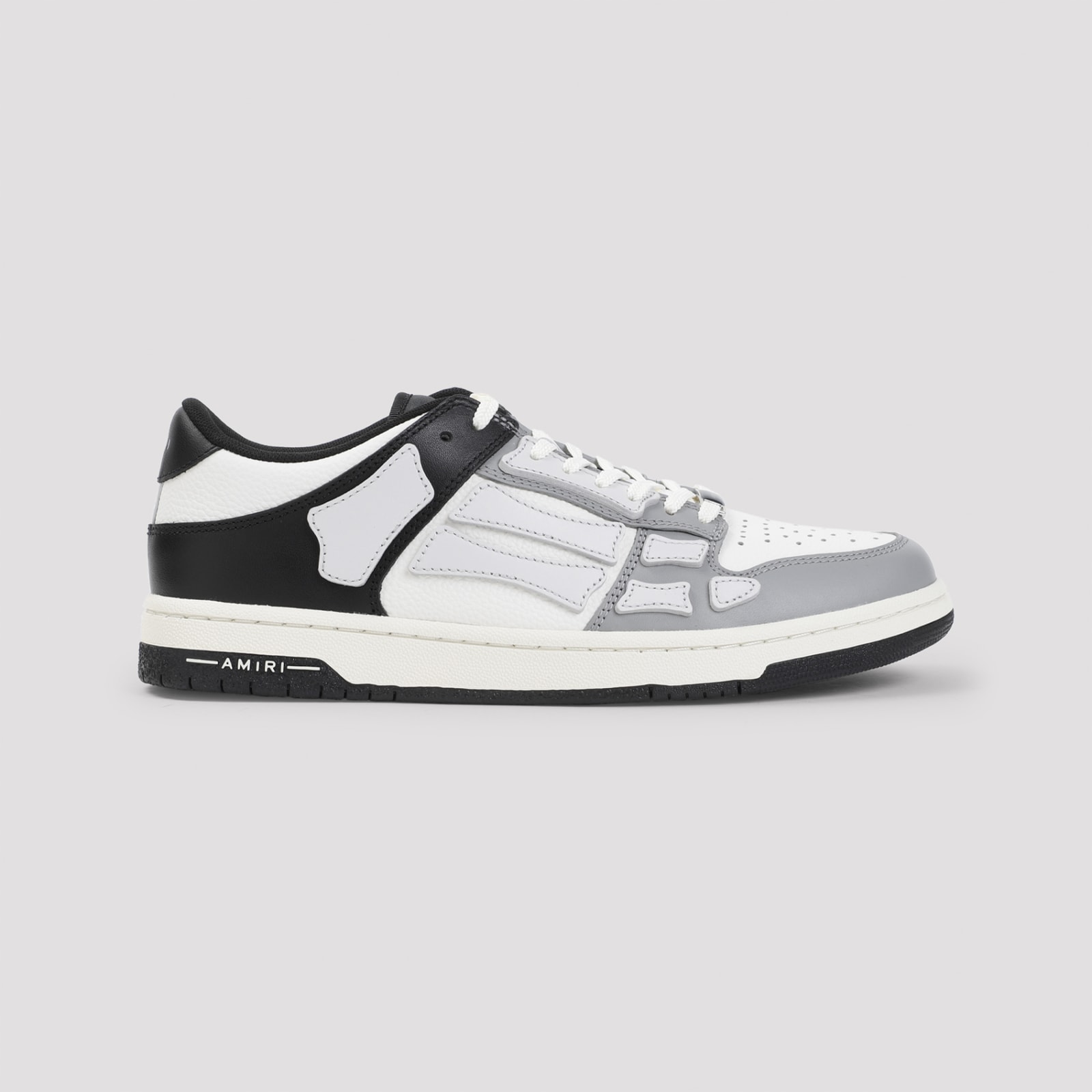 Shop Amiri Two-tone Skel Top Low Sneakers In Black White Grey