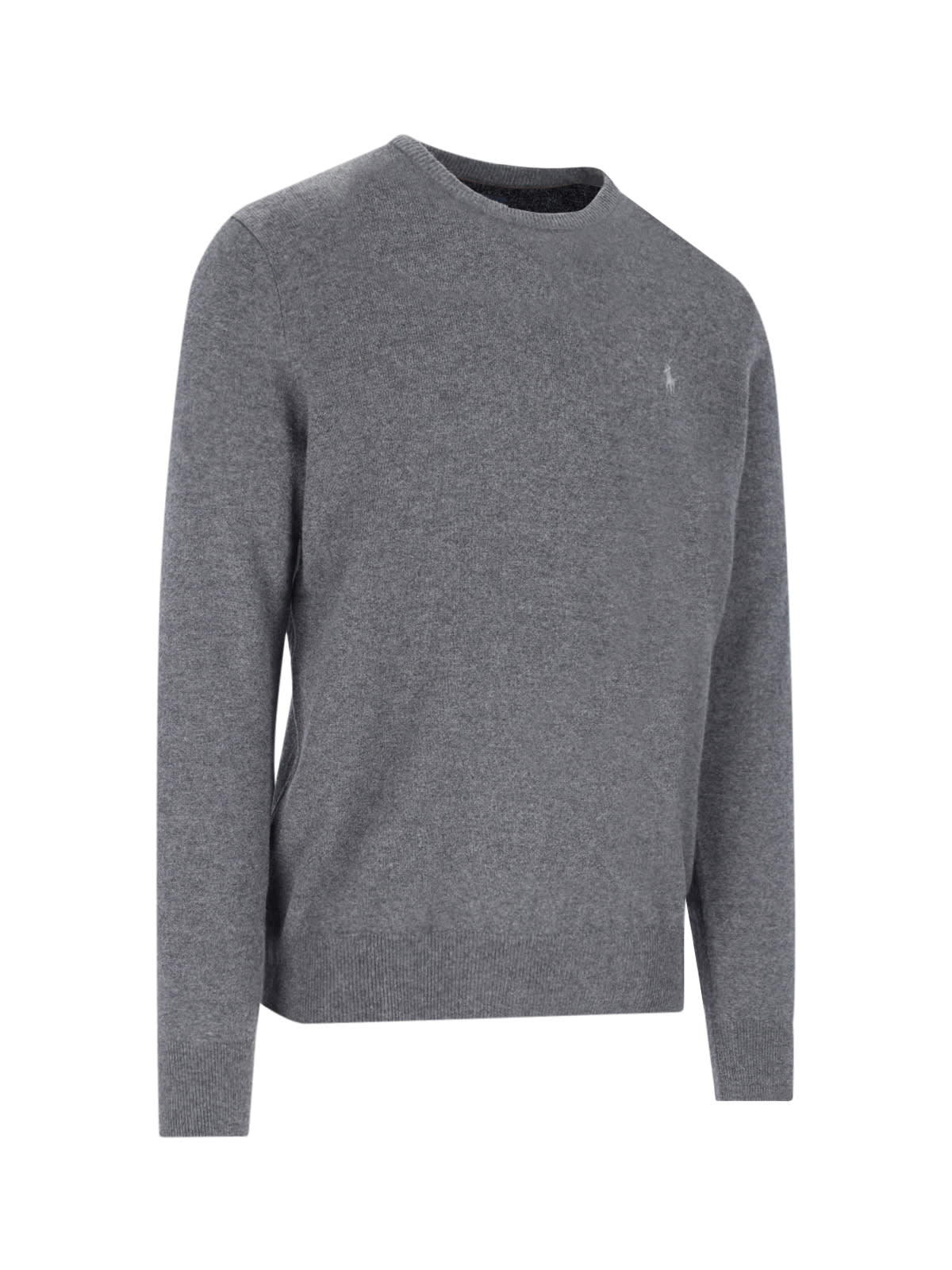 Shop Polo Ralph Lauren Logo Sweater In Gray