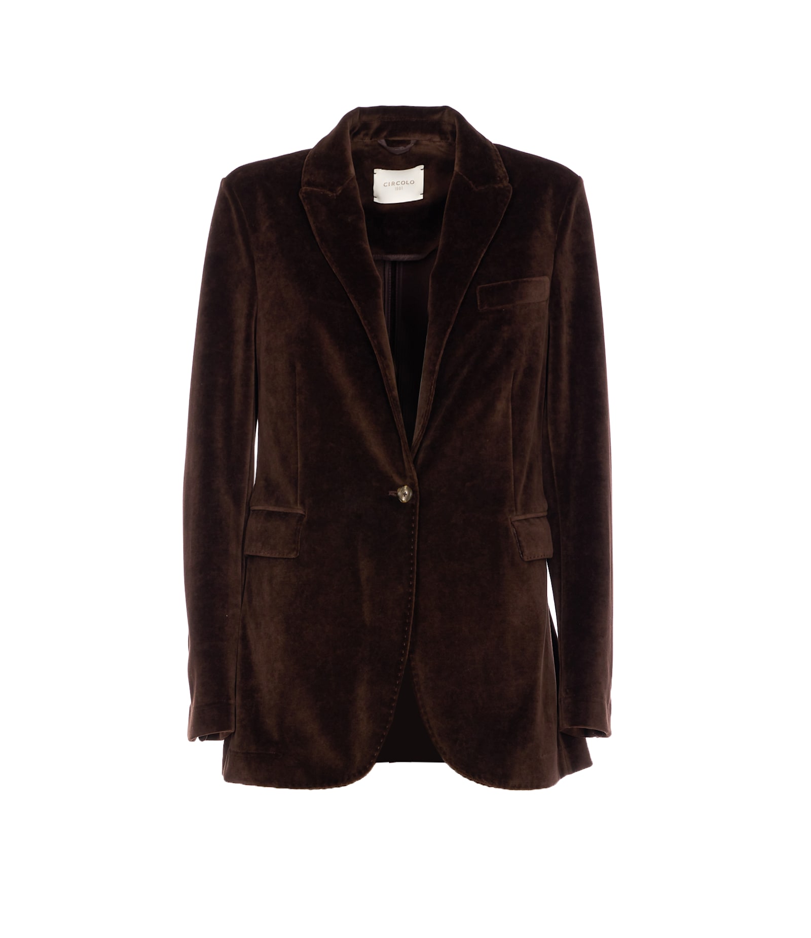 Circolo 1901 Velvet Effect V-neckline Jacket In Brown