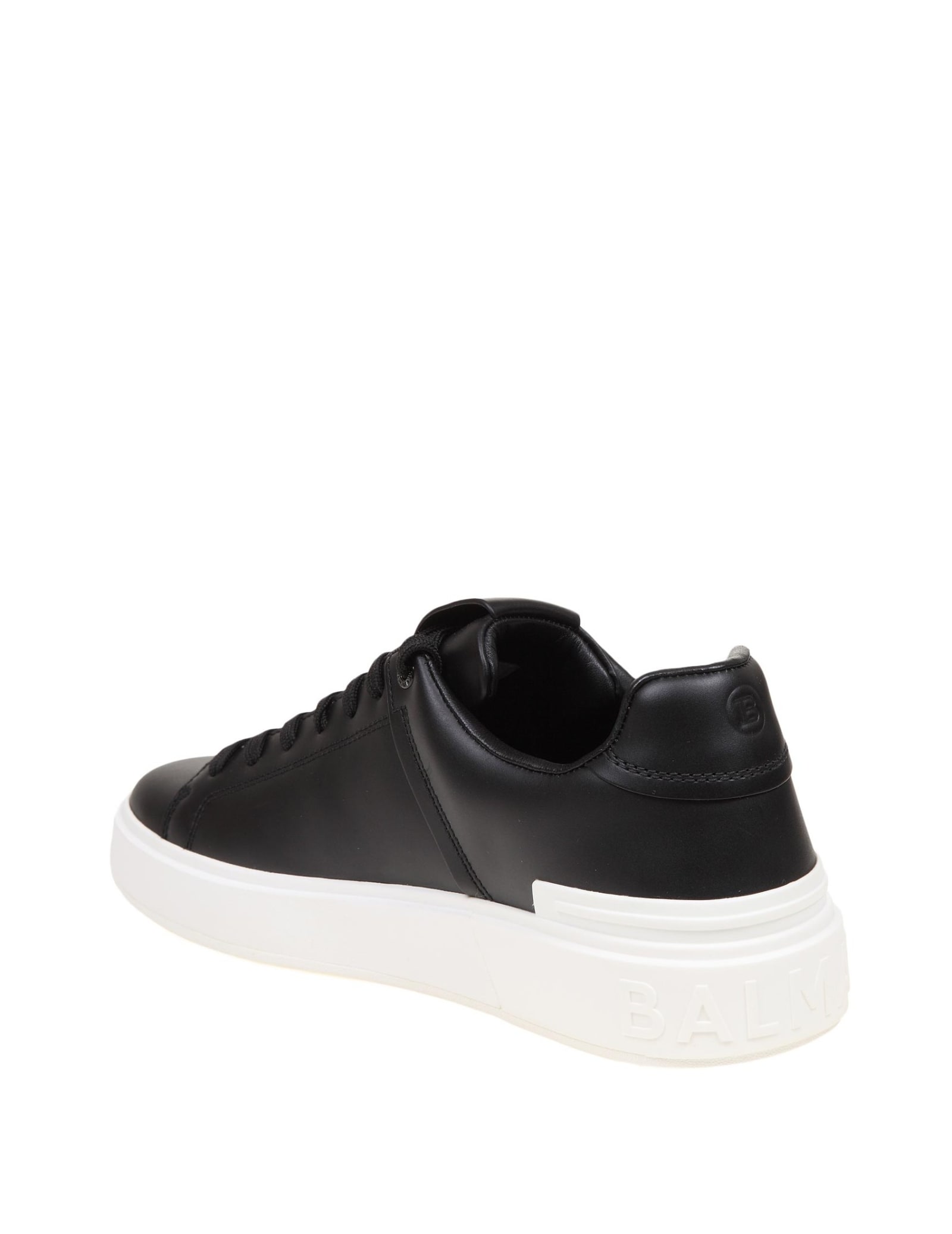 Shop Balmain Black Leather B-court Sneakers In Noir