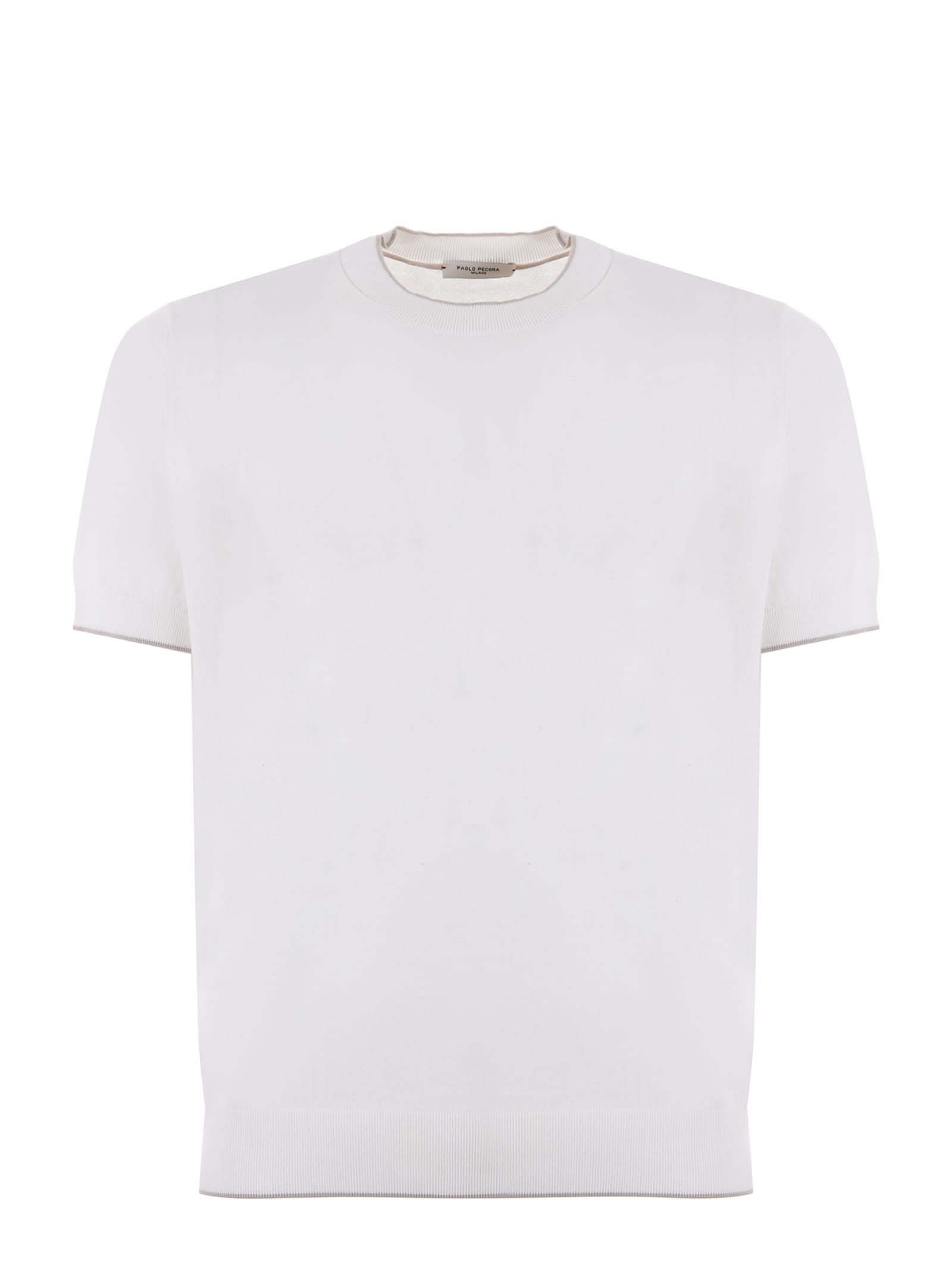 Shop Paolo Pecora T-shirt Cotton Thread In White