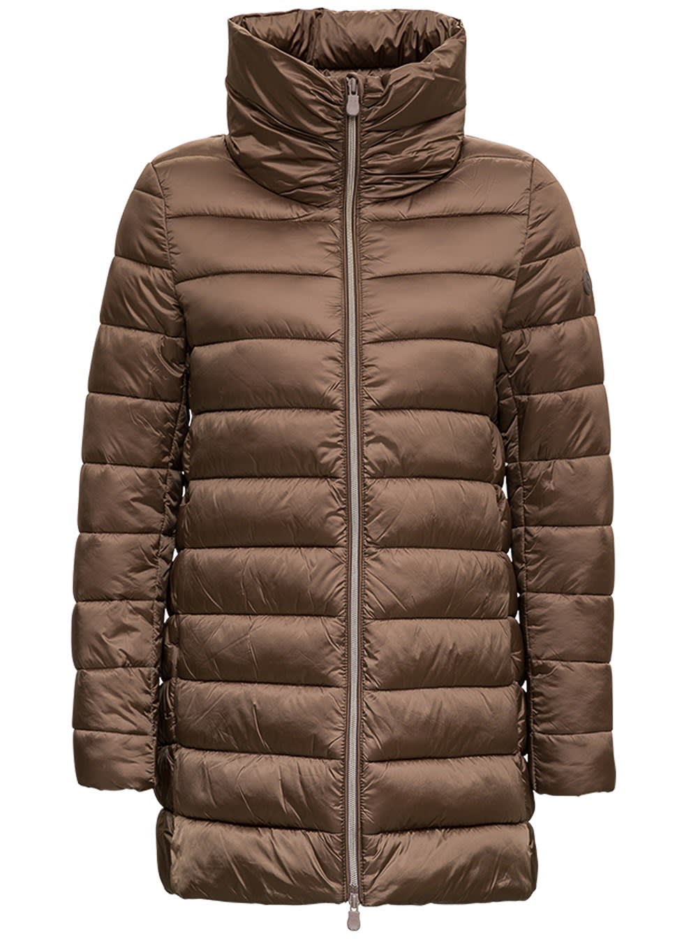 Save the Duck Long Brown Nylon Down Jacket