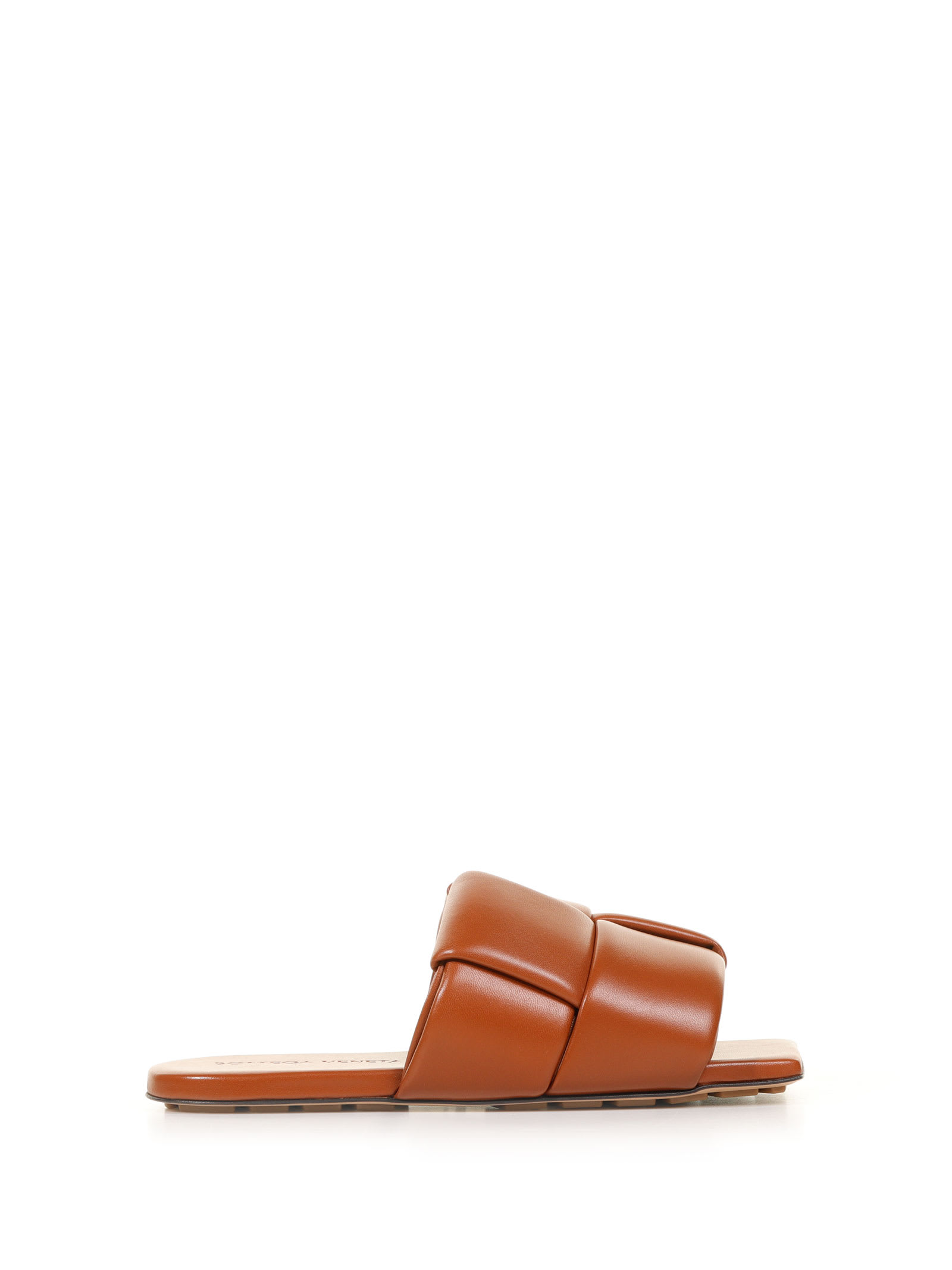 Bottega Veneta Caramel Flat Patch Mules In Caramello