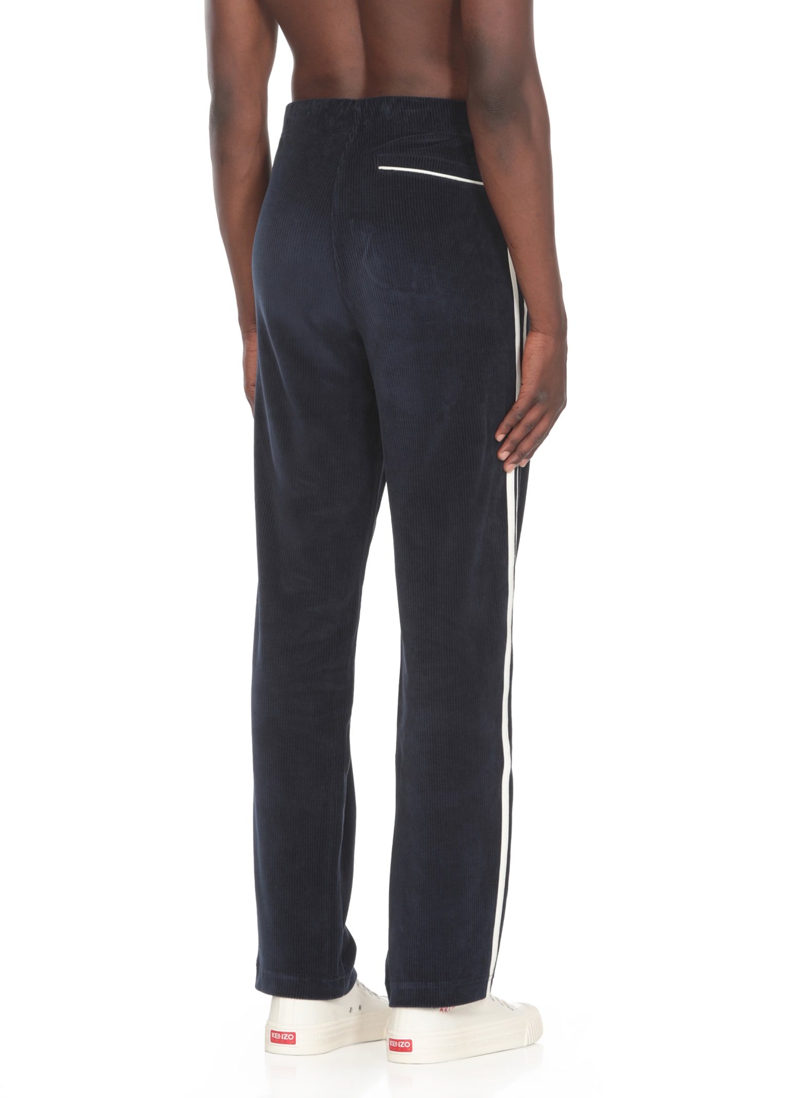 Shop Kenzo Boke Flower Velvet Track Pants In Blue