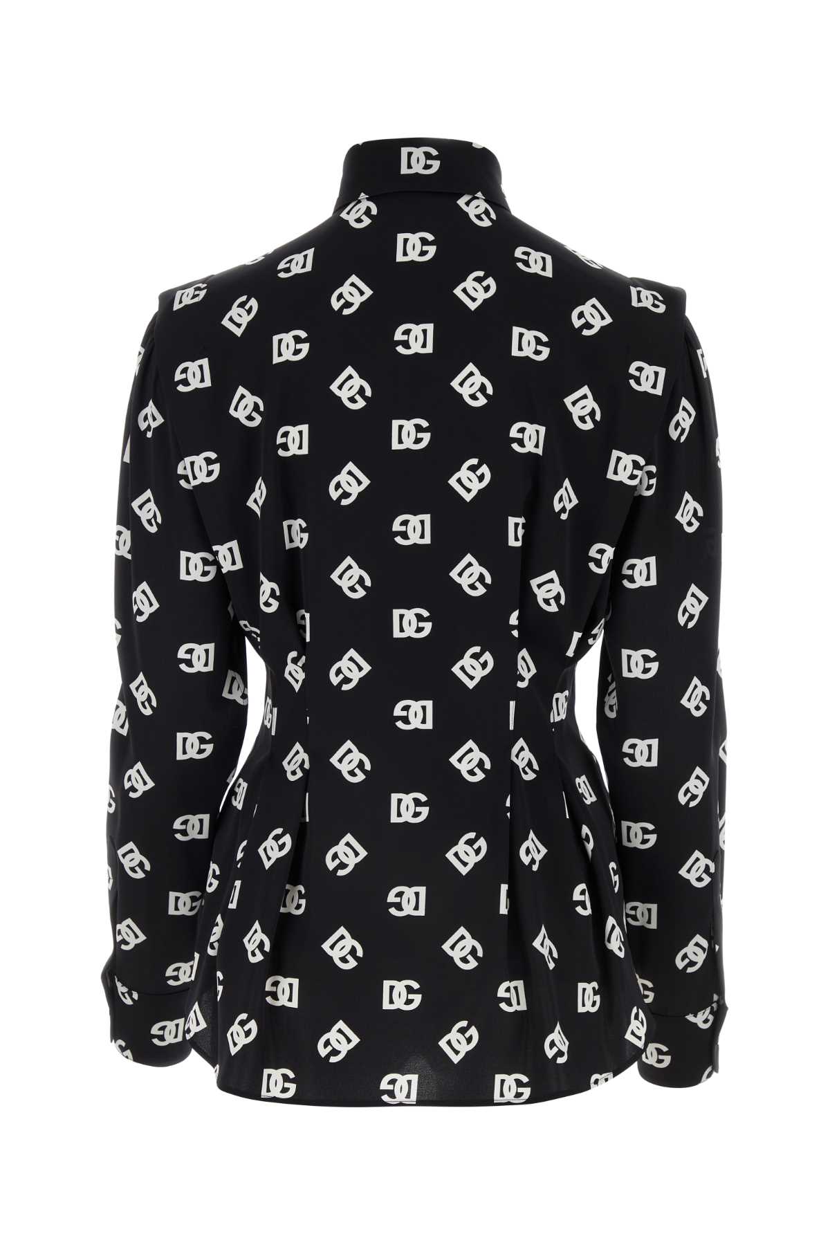 Shop Dolce & Gabbana Black Stretch Silk Shirt In Black&white