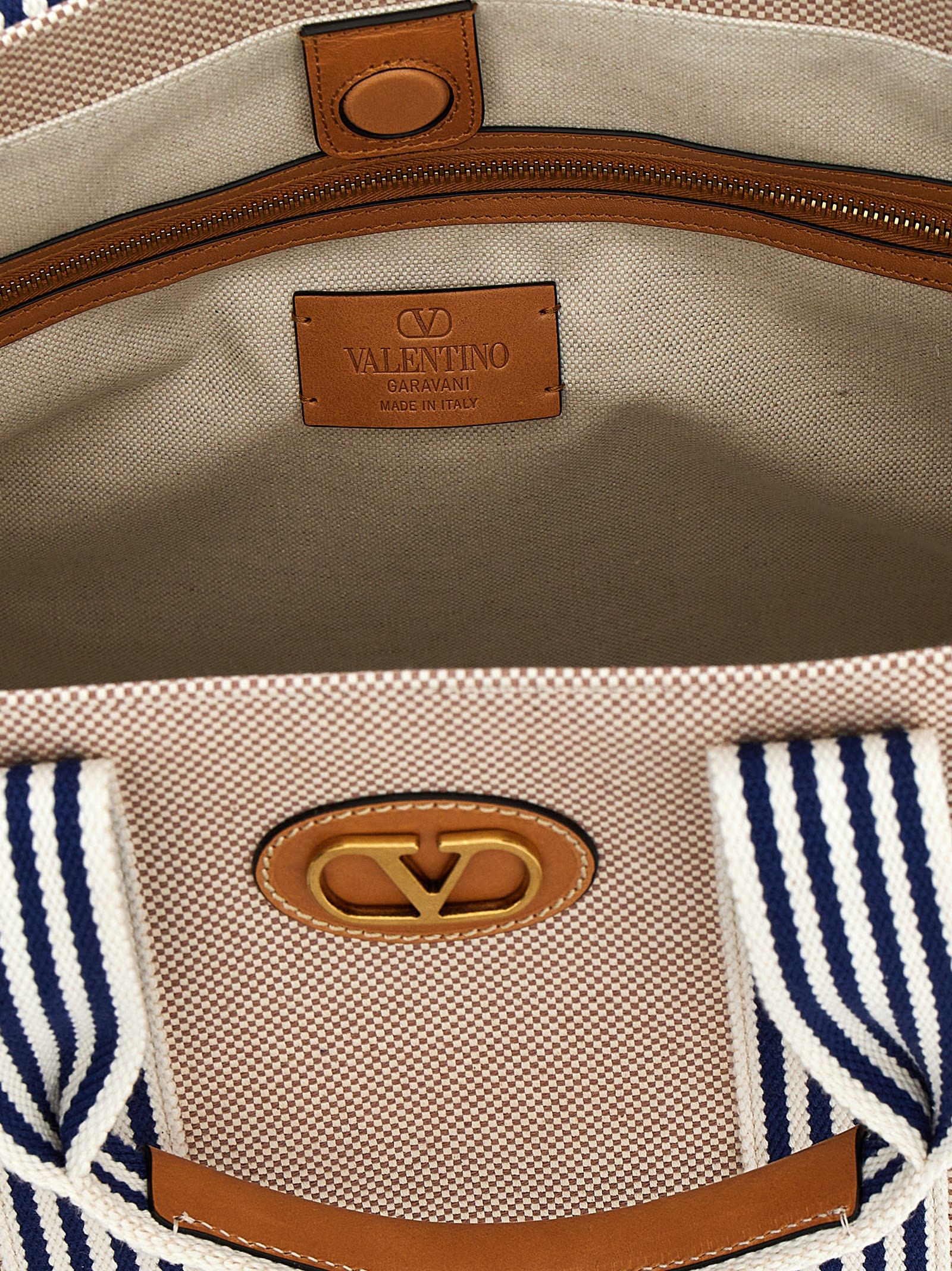 Valentino Antibes Striped Top Handles Handbag In Multicolor