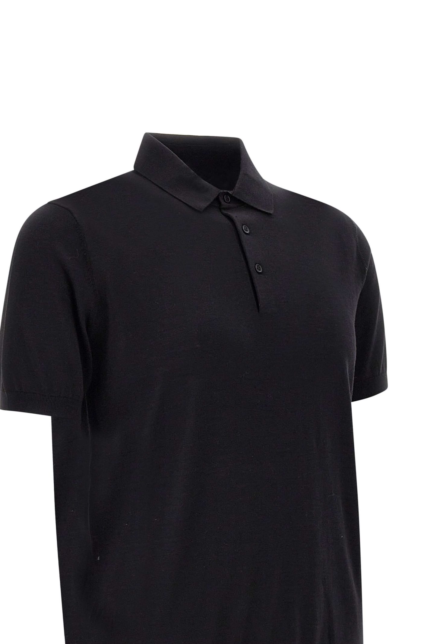 Shop Kangra Silk And Cotton Polo Shirt In Black