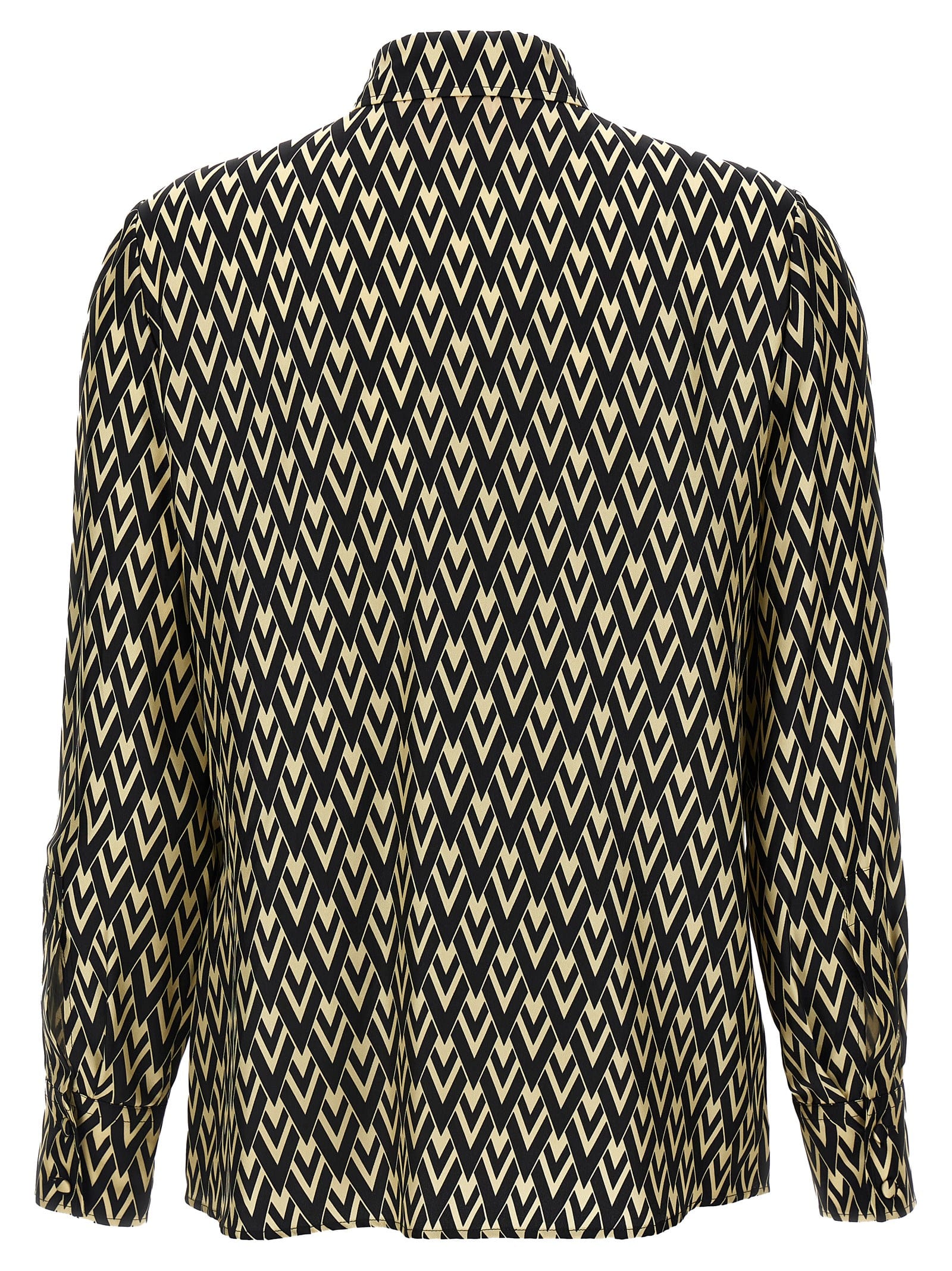 Valentino Toute La V Twill Shirt Shirts Multicolor In White/black