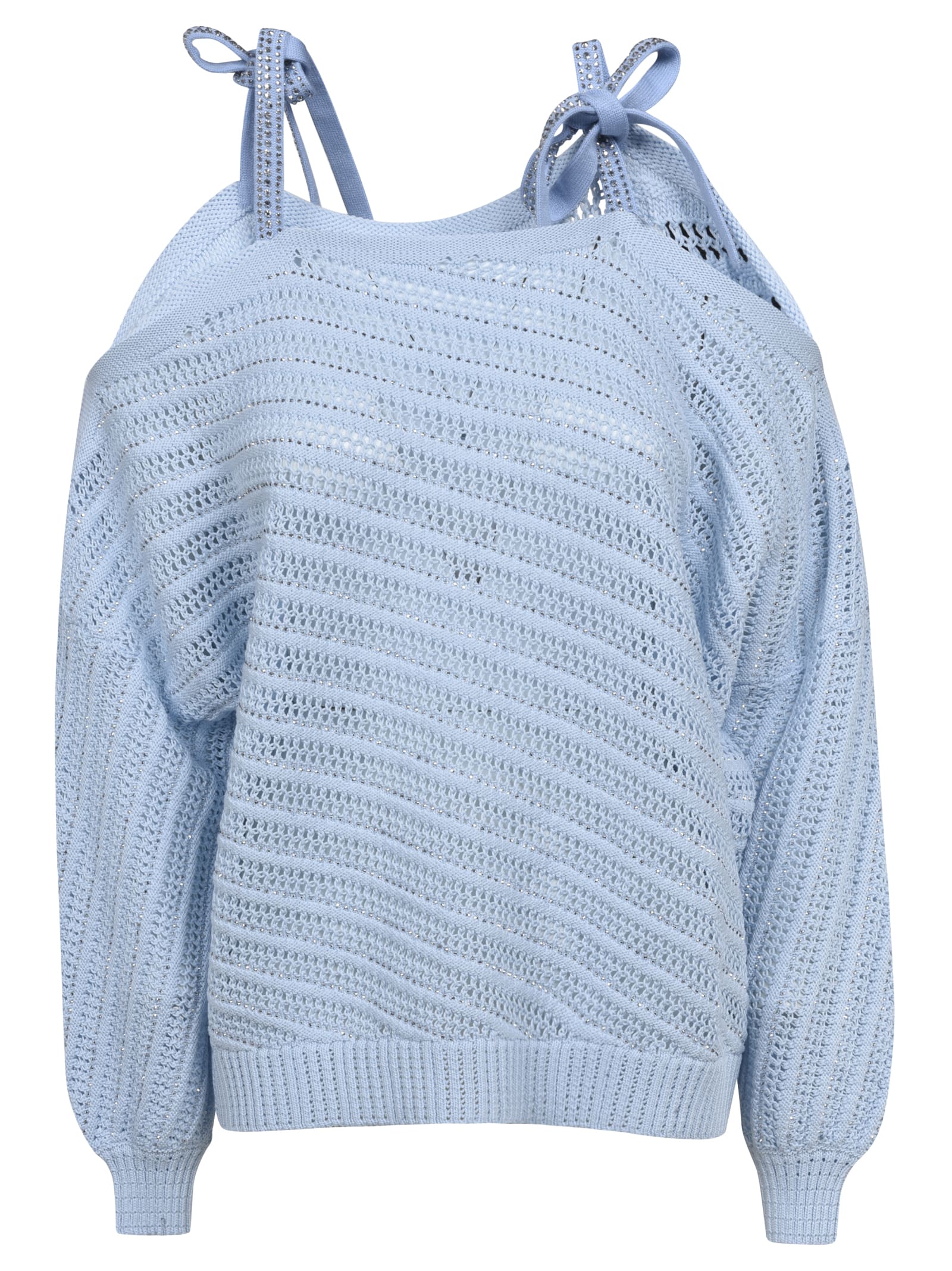 Ermanno Scervino Stripe Patterned Perforated Sweater