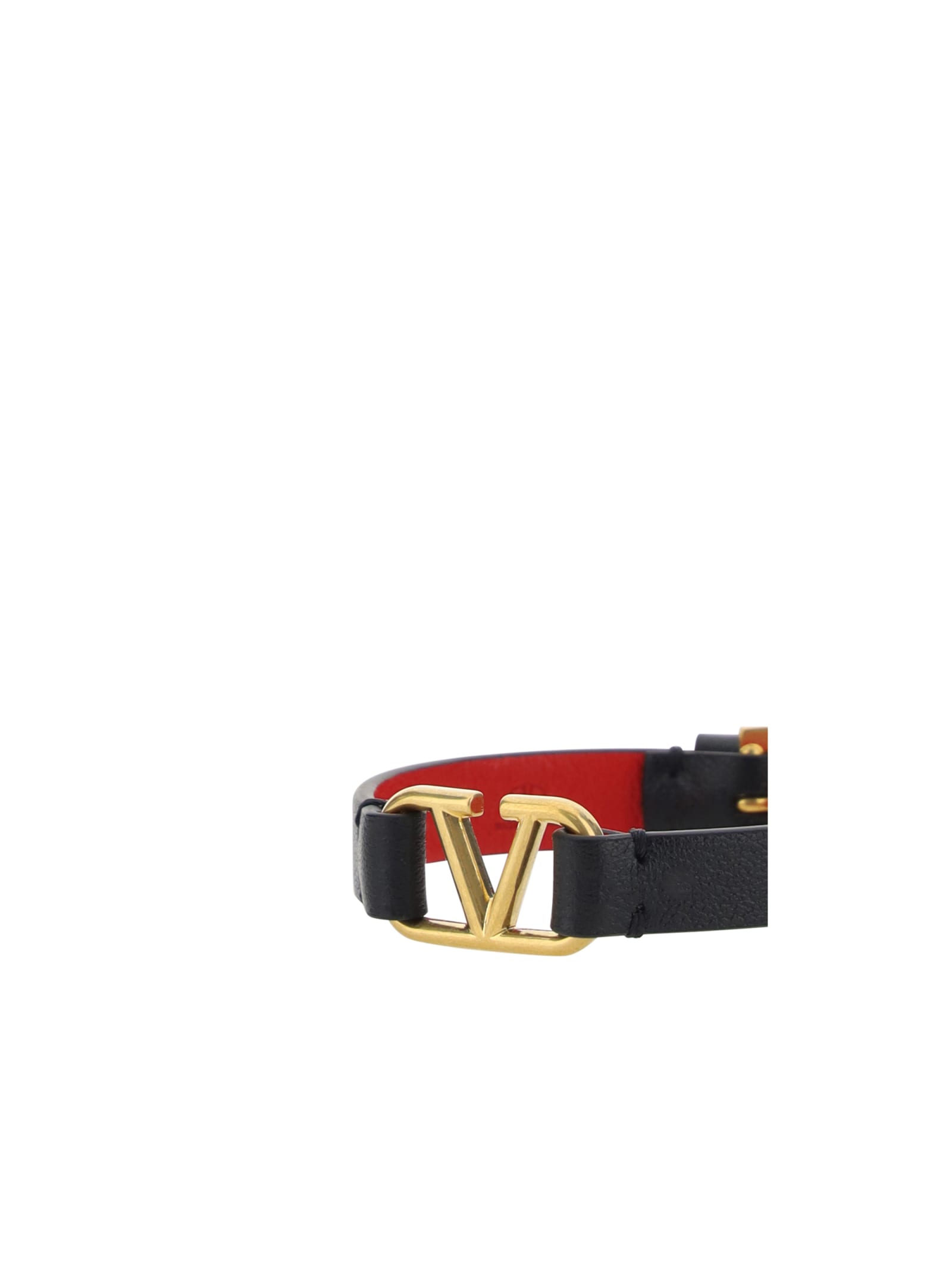 Shop Valentino Garavani Vlogo Bracelet In Nero/rouge Pur