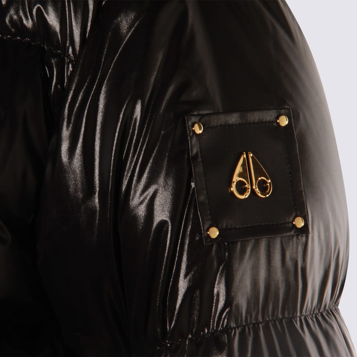Moose Knuckles Hooded Padded Quilted Jacket With Zip Pockets In Black