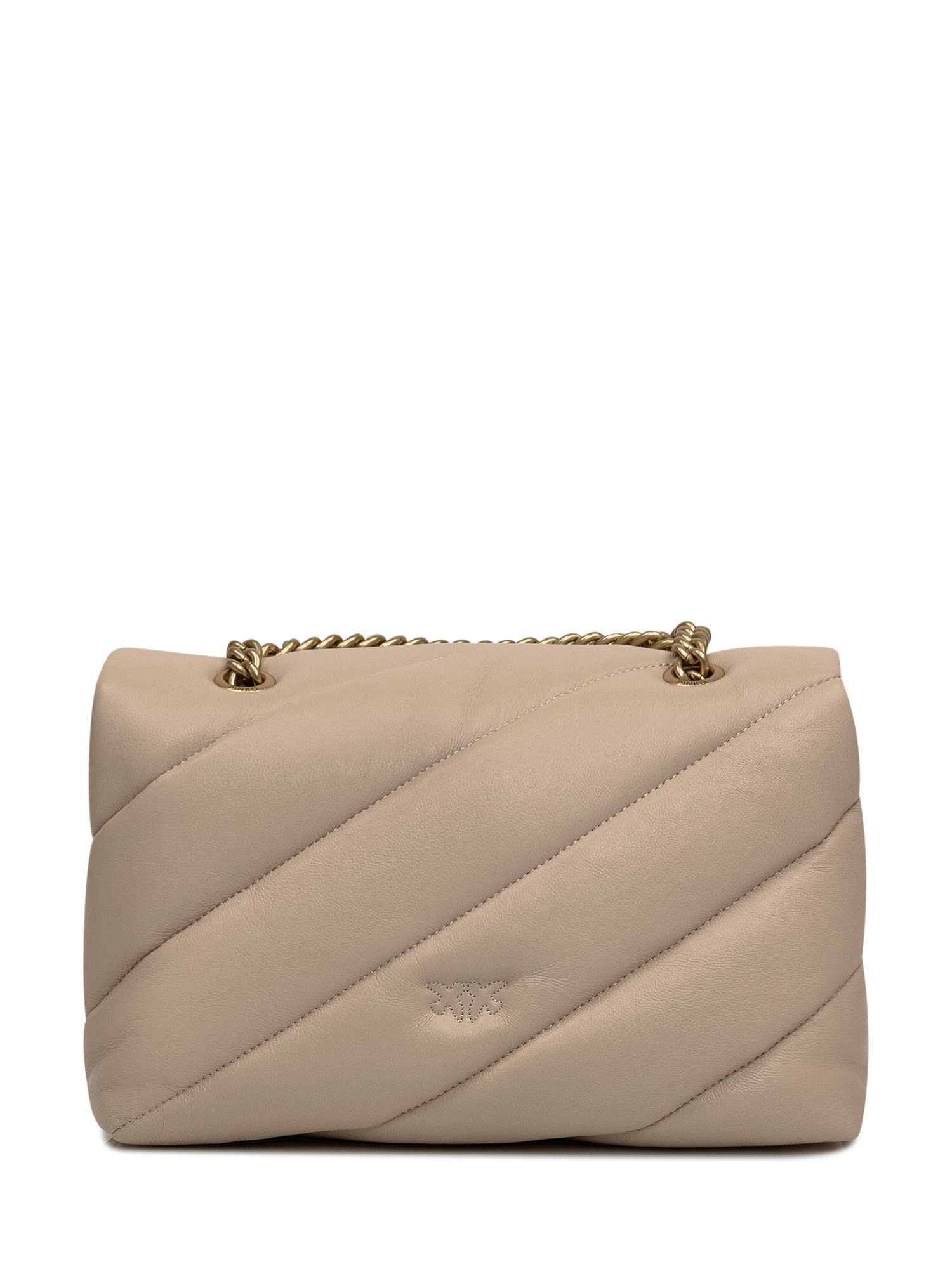 Shop Pinko Love Puff Bag In Beige-grigio Fumo-antique