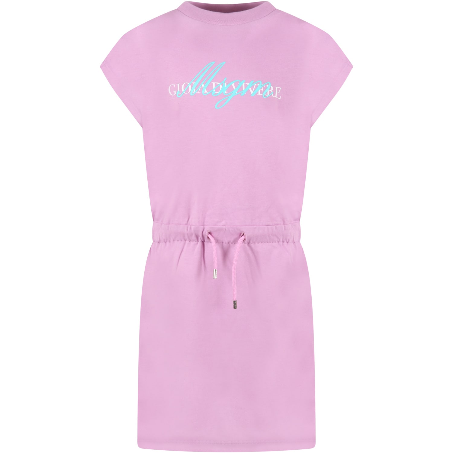 MSGM Lilac Dress For Girl With Logo