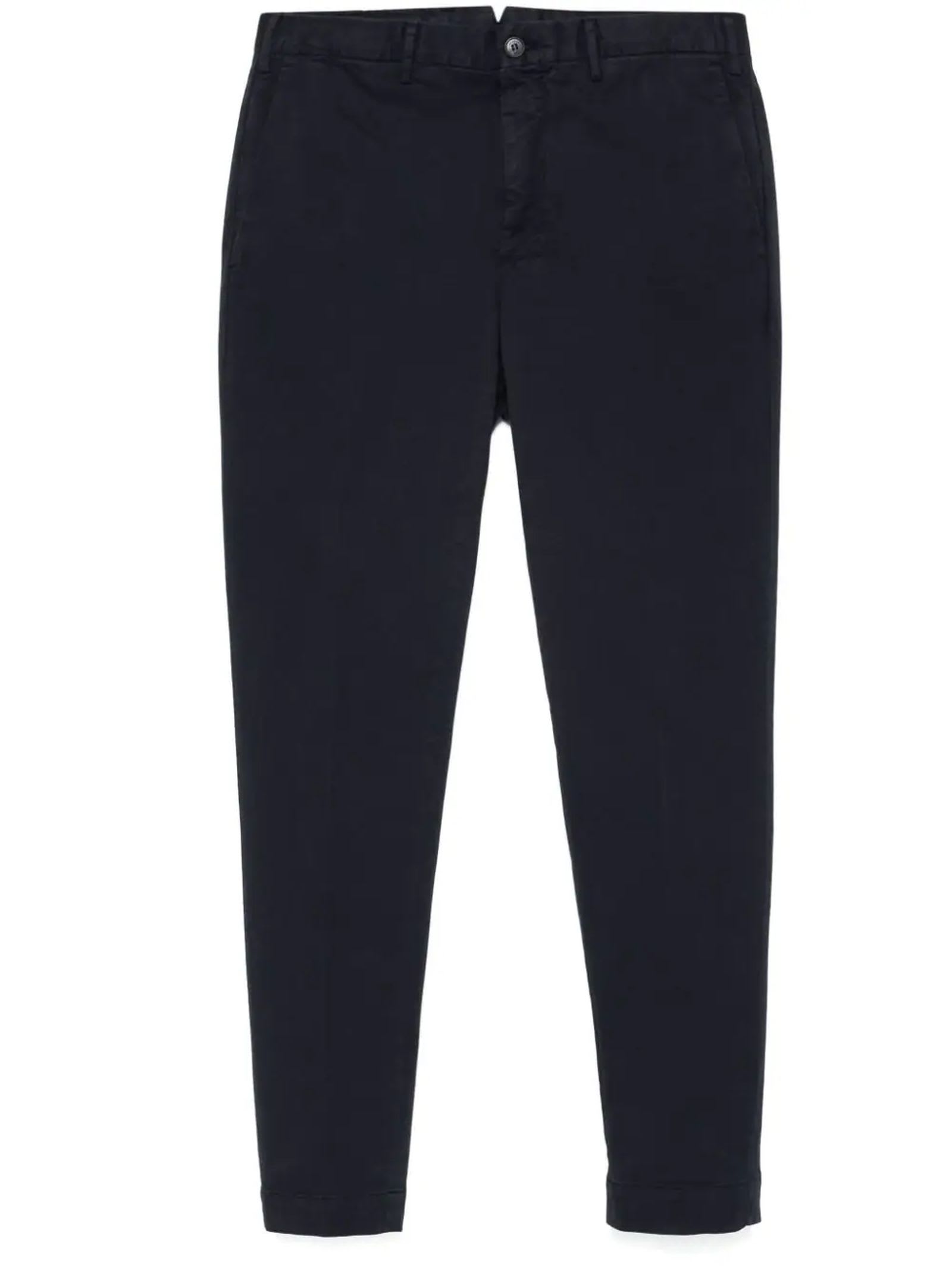 Shop Incotex Midnight Blue Cotton Blend Trousers