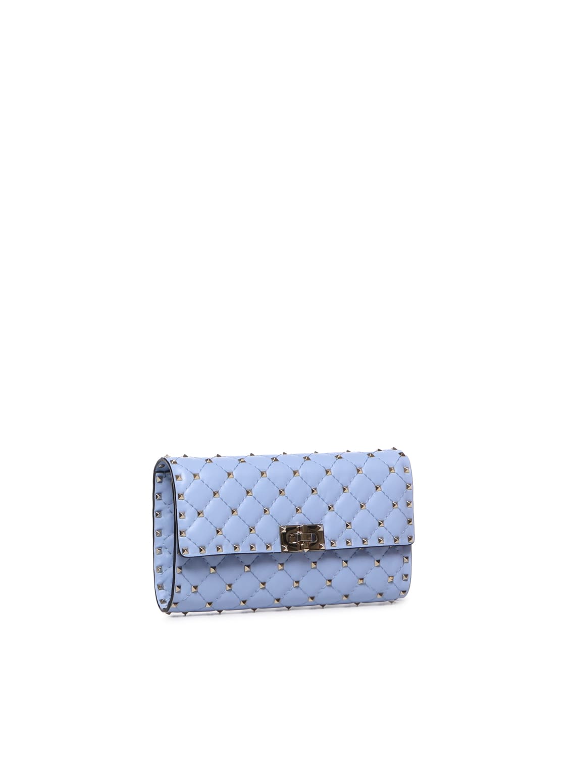 Shop Valentino Rockstud Spike Shoulder Bag In Nappa Leather In Popeline Blue