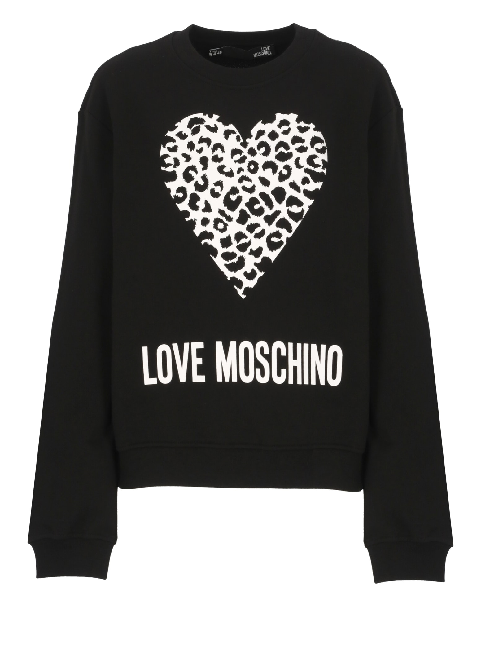 Love Moschino Heart-print Cotton Sweatshirt In Black