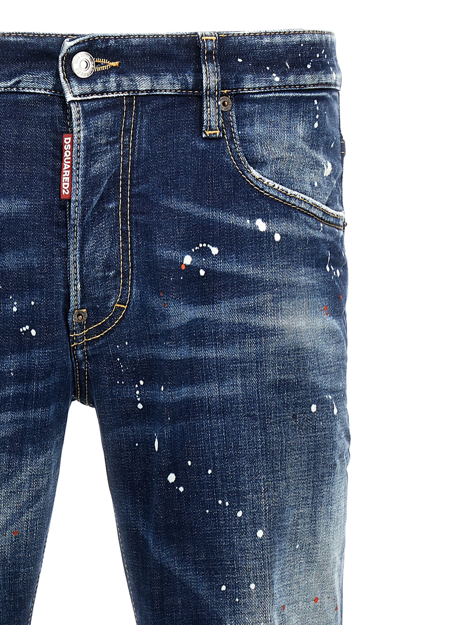 Dsquared2 Slim-fit Distressed Blue Jeans With Five-pocket Design In Blue