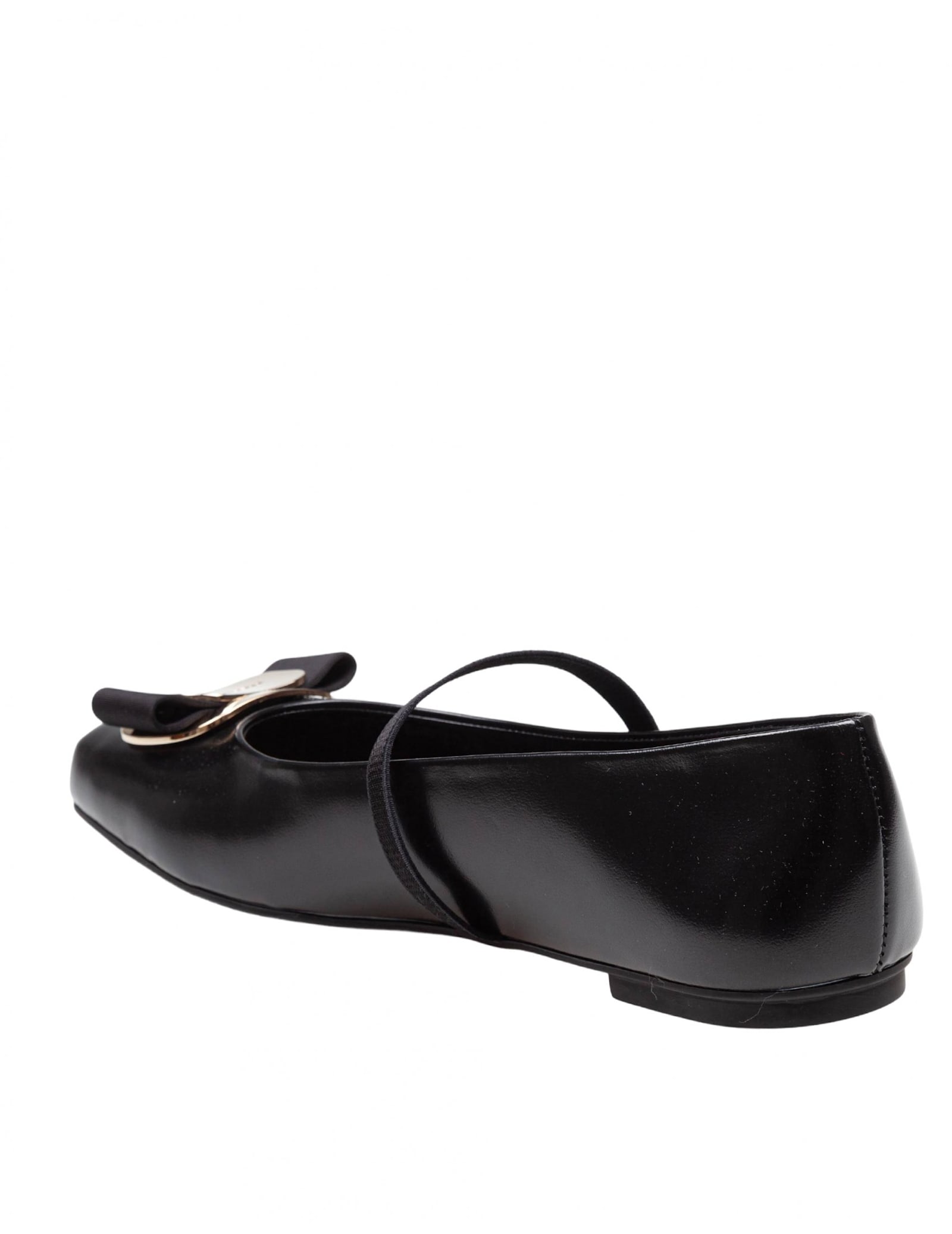 Shop Ferragamo Zina Ballerina In Black Color Leather