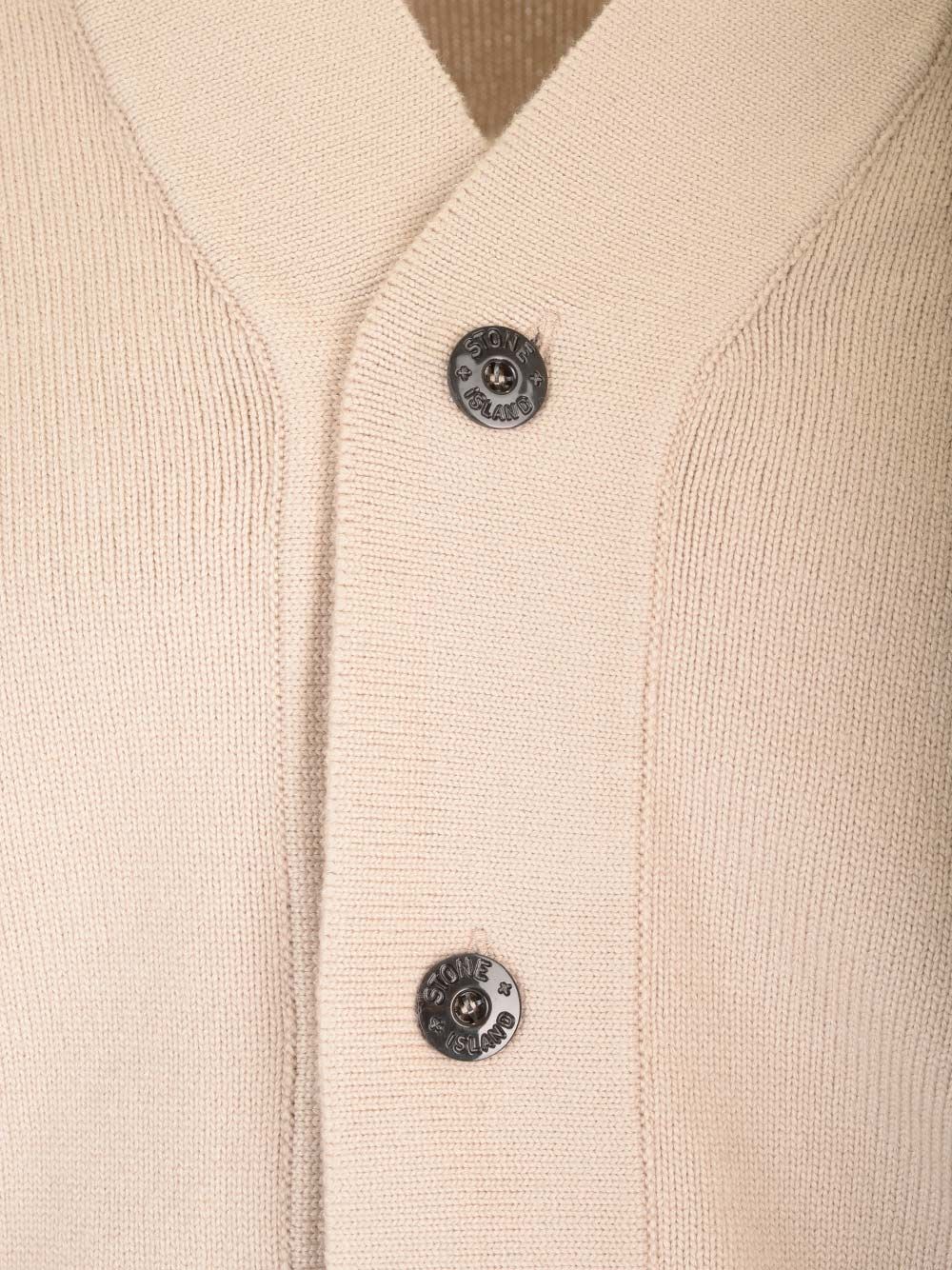 Shop Stone Island Dark Blue Cardigan In Beige