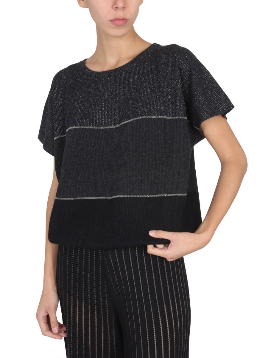 Fabiana Filippi Striped Wool T-shirt In Black