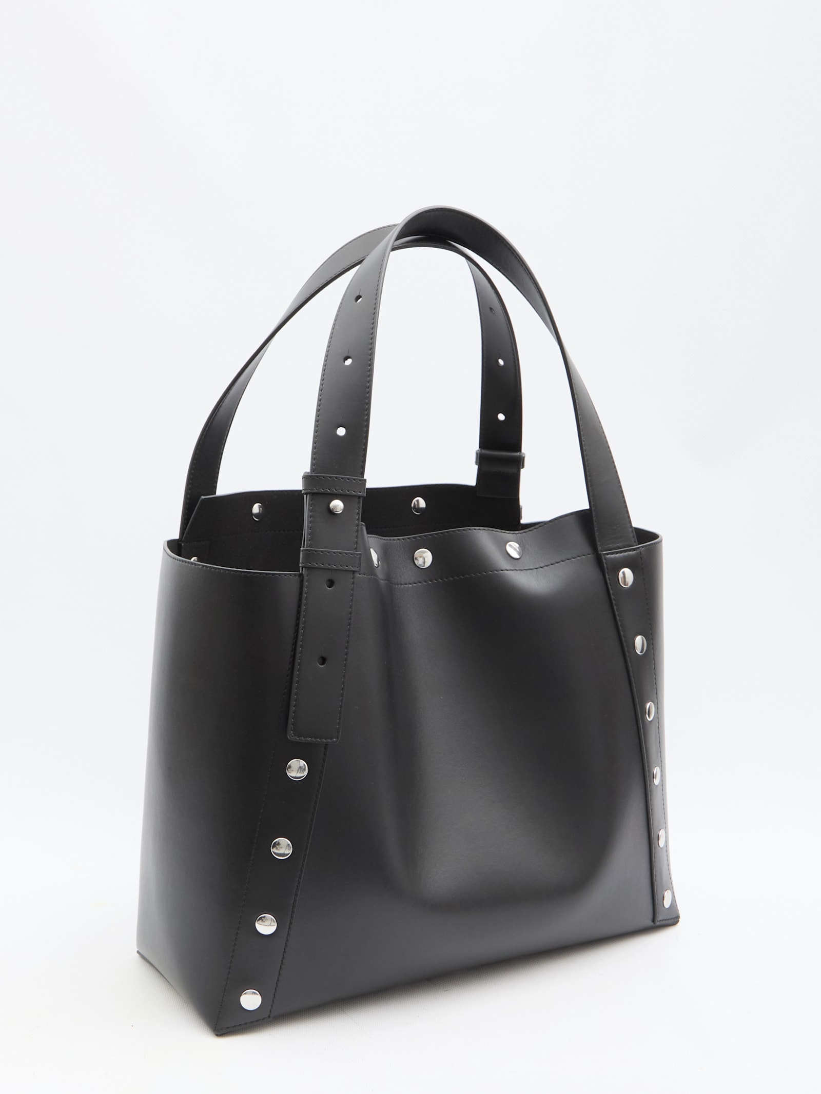 Shop Stella Mccartney Large Studded Stella Bag In Black