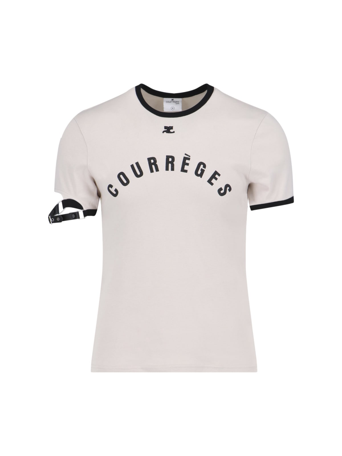 Courrèges T-shirt With Contrasting Details In Taupe