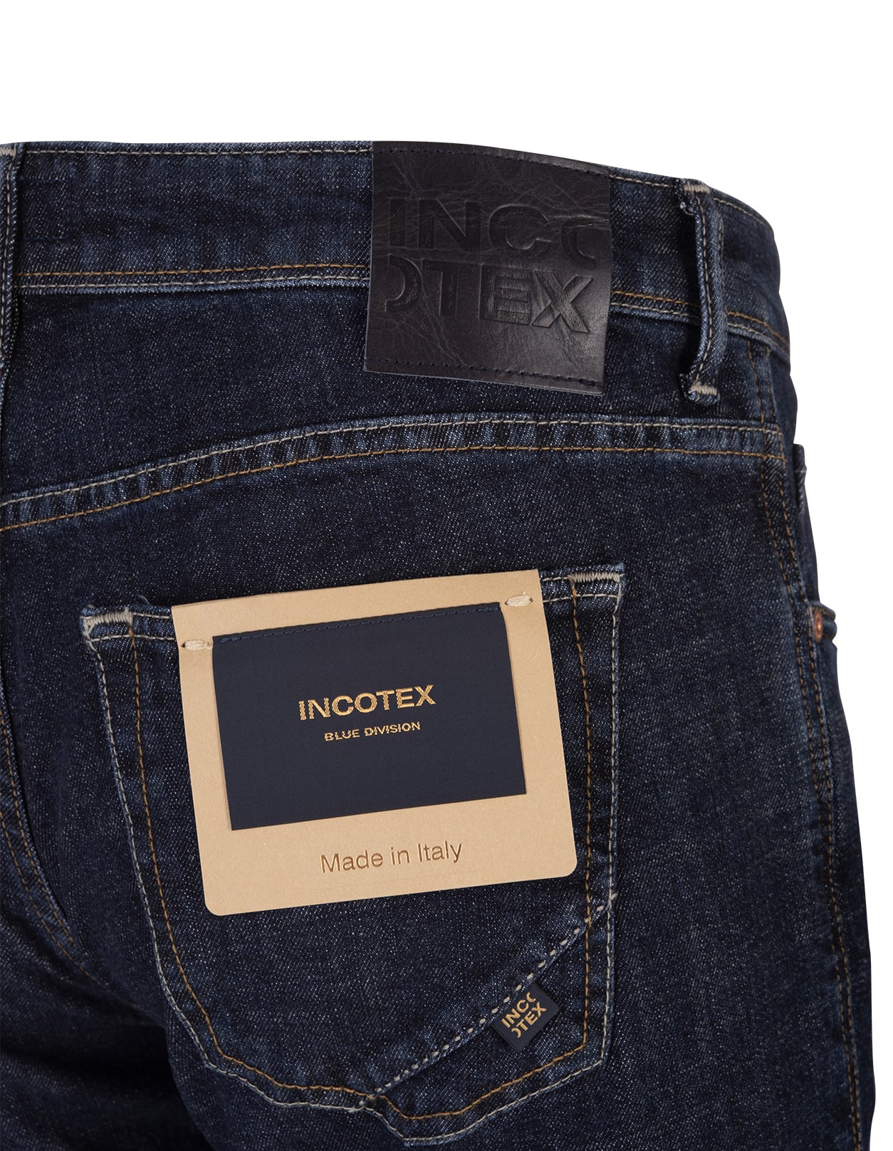 Shop Incotex Man Straight Leg Jeans In Indigo Blue Denim In Wash