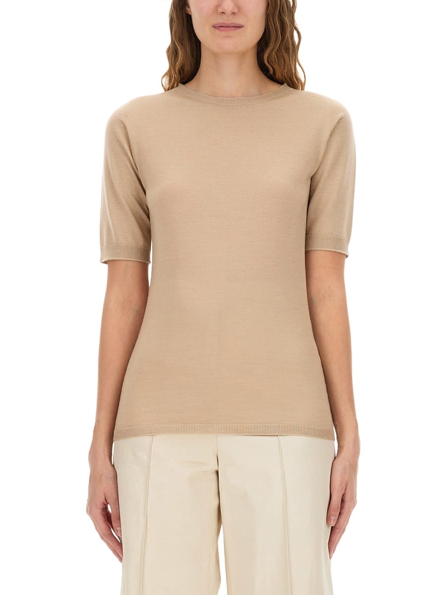 Fabiana Filippi Cashmere And Silk Knit T-shirt In Brown